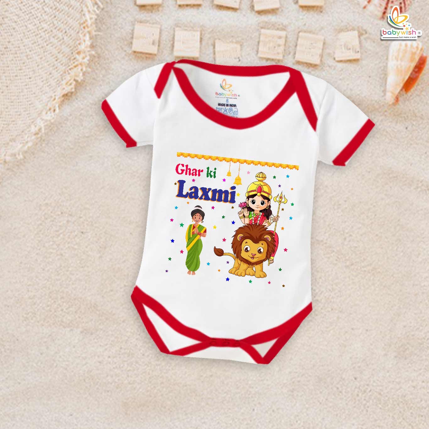 Baby Navratri Romper Bodysuit for Girls, My First Dussehra, Ghar Ki Laxmi Outfit, Festival Baby Dress – Babywish
