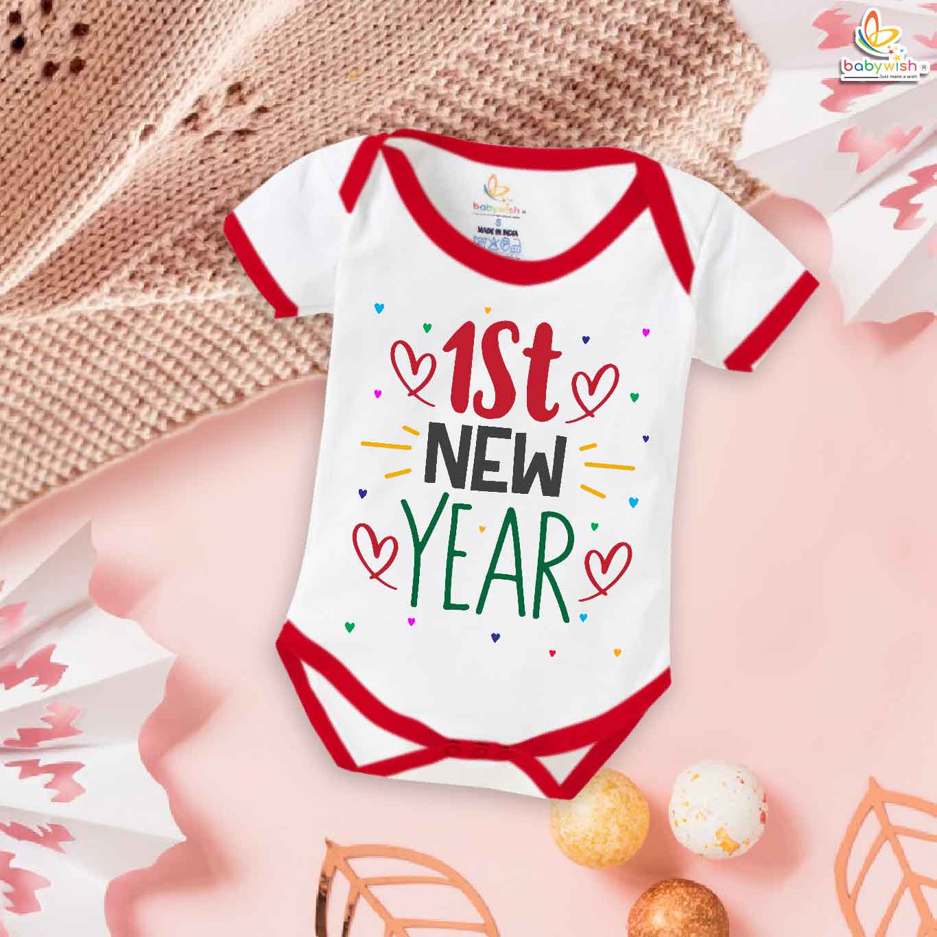 Babywish New Year Romper Clothes My First New Year Bodysuits 1st New Year Heart Printed