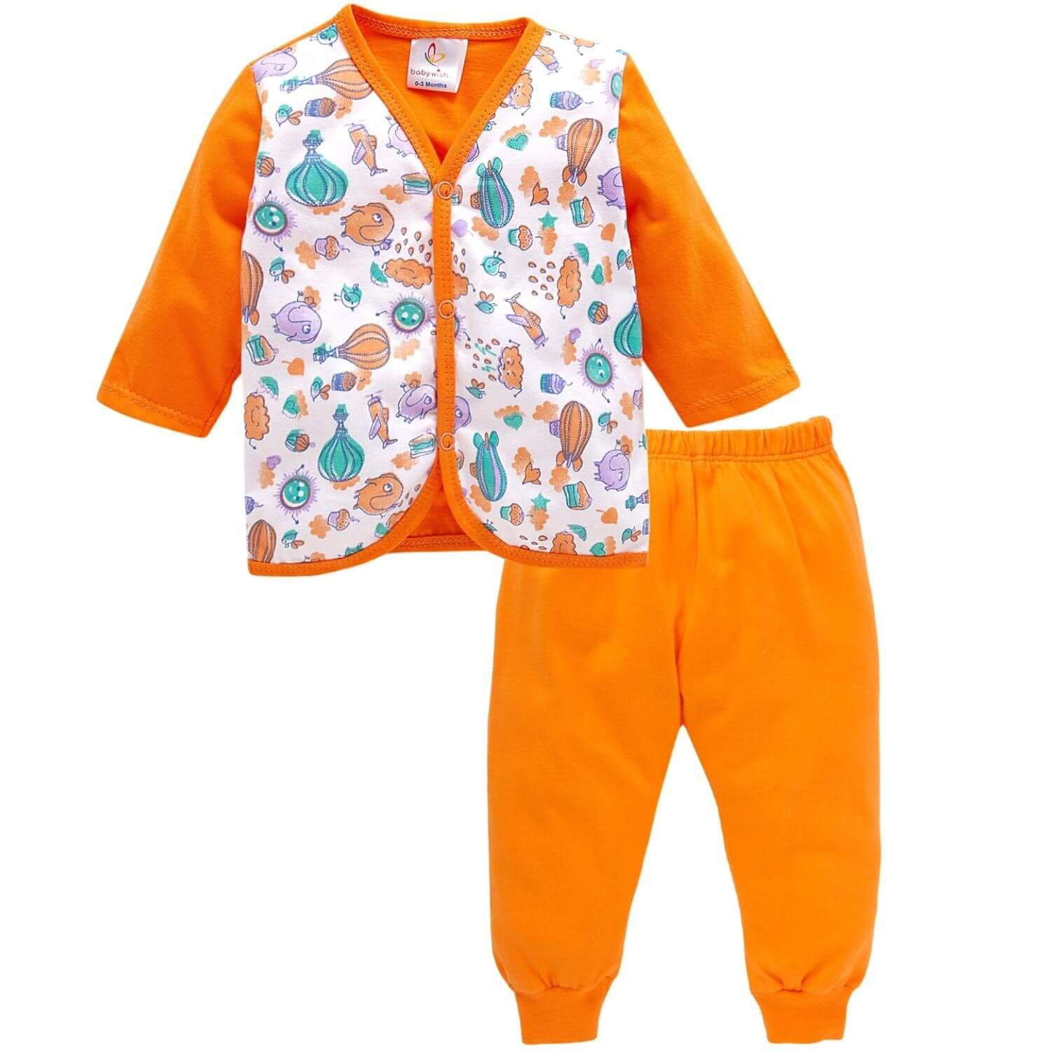 Newborn Baby Jhabla Soft Cotton Sleeveless Vest And Pajama Set| Babywish