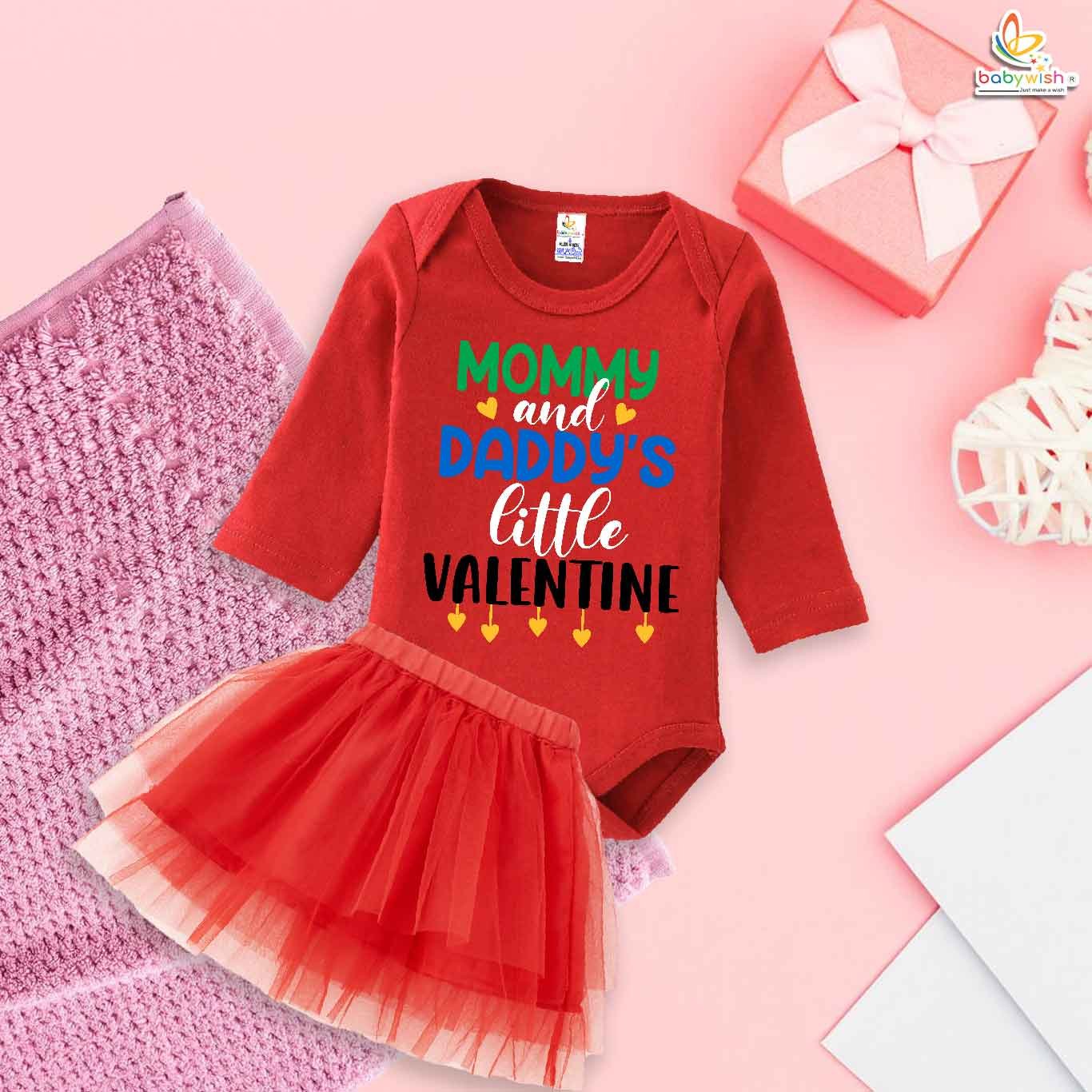 Babywish Newborn girls tutu skirt Full Sleeve romper Valentine Day print onesies bodysuits for baby 0 to 12 months