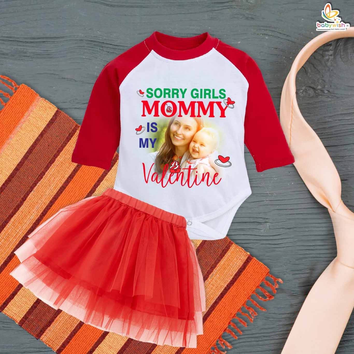 Babywish Newborn girls tutu skirt Full Sleeve romper Valentine Day print onesies bodysuits for baby 0 to 12 months