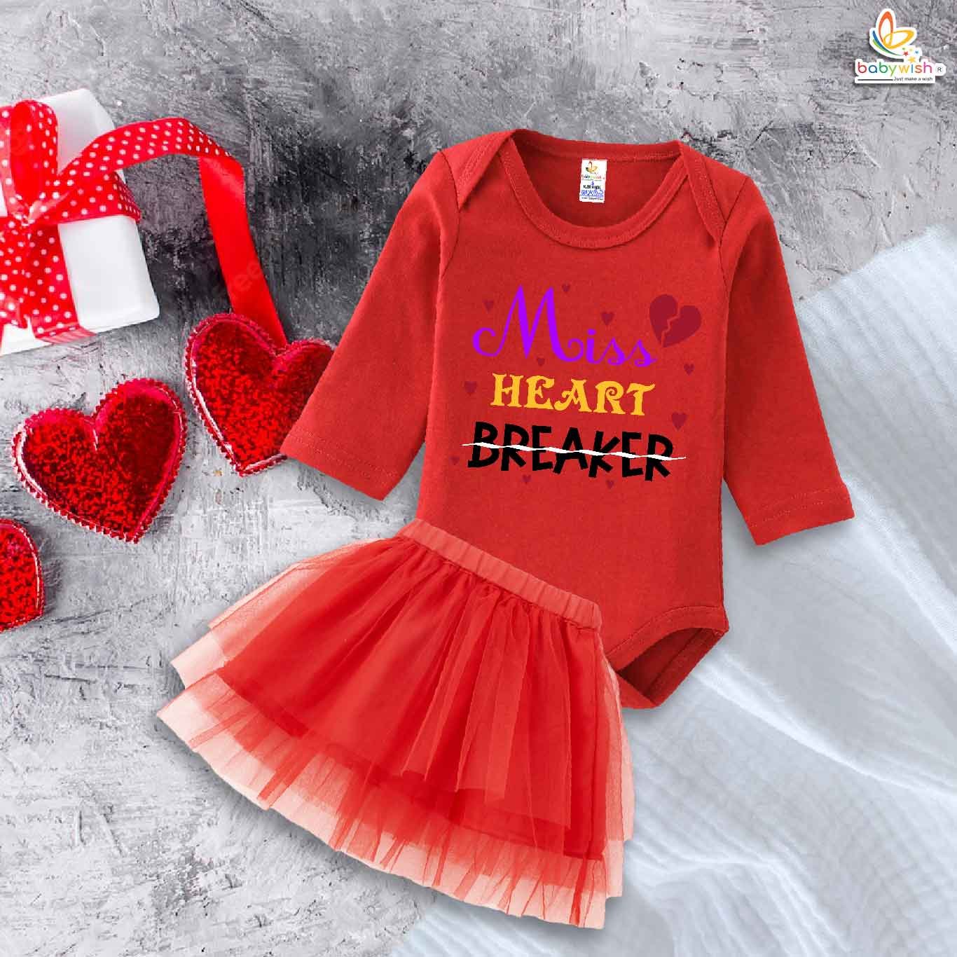 Babywish Newborn girls tutu skirt Full Sleeve romper Valentine Day print onesies bodysuits for baby 0 to 12 months