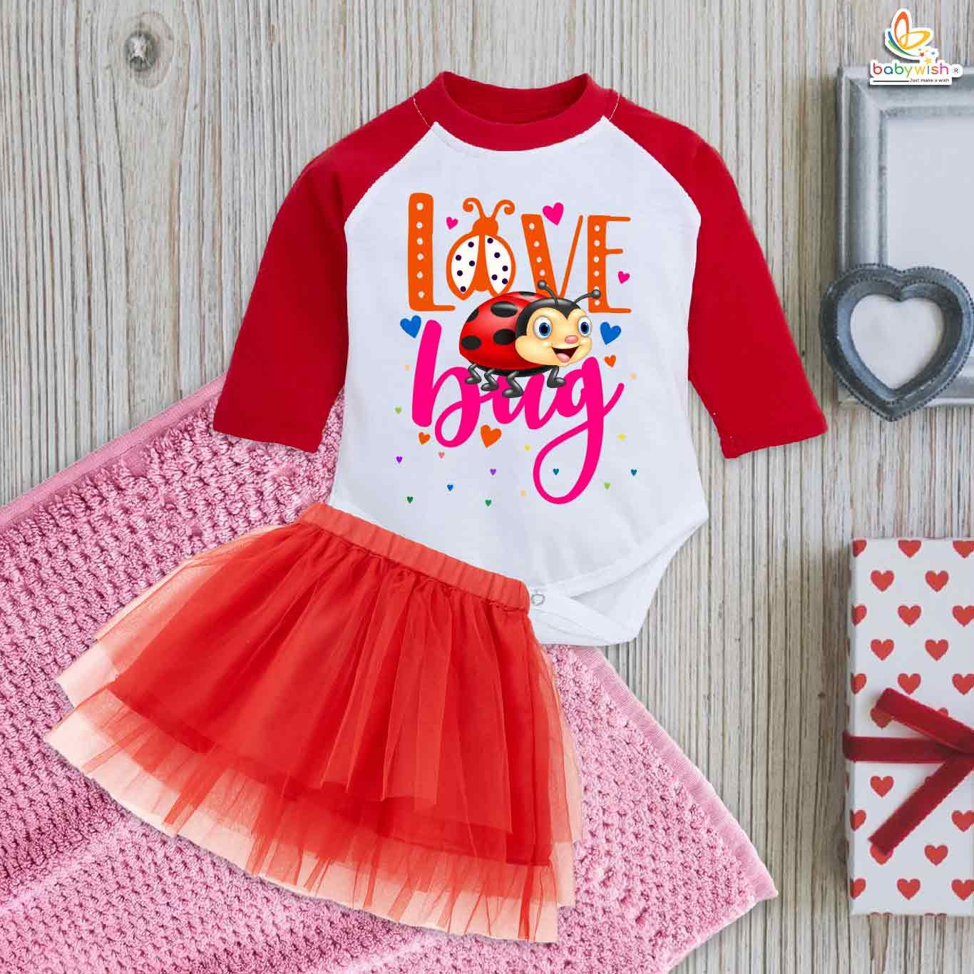 Babywish Newborn girls tutu skirt Full Sleeve romper Valentine Day print onesies bodysuits for baby 0 to 12 months
