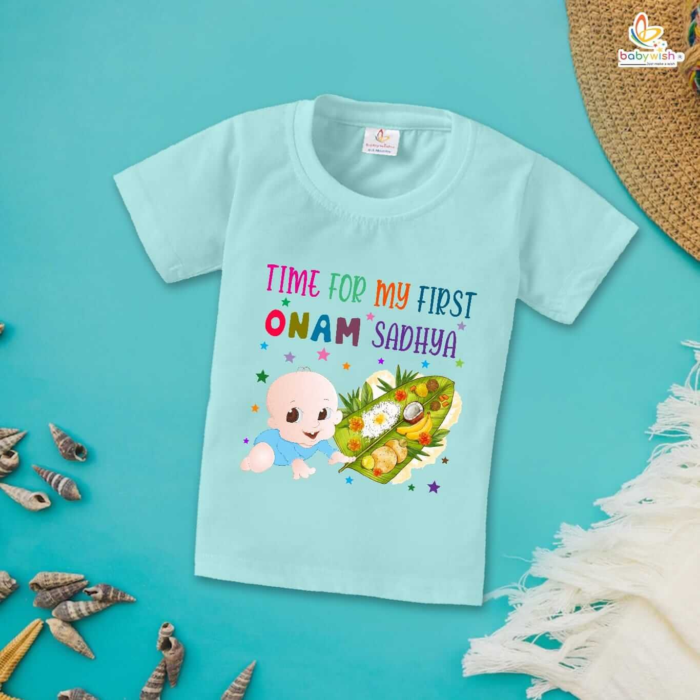 Onam Festivals T-Shirt for Boys and Girls, Half Sleeve Cute Topwear for Kids, Perfect Onam Celebration Outfit, Kids Onam T-Shirts Babywish