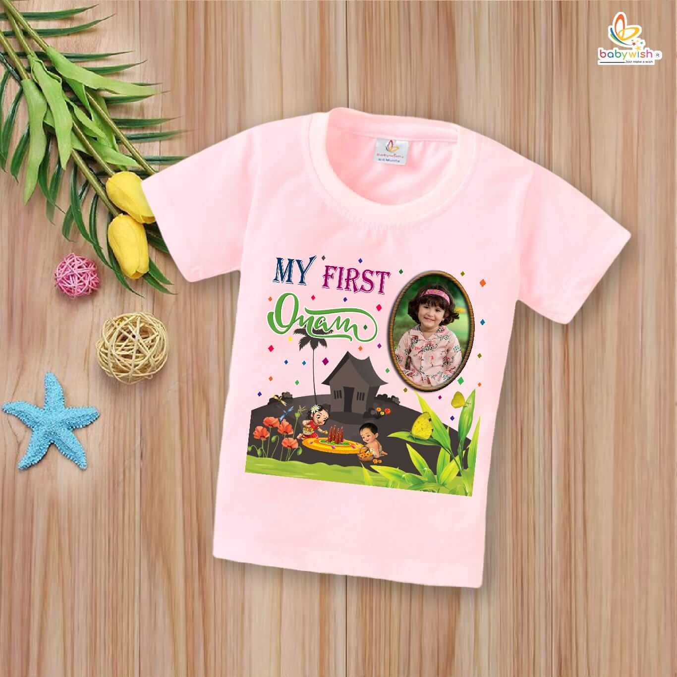 Onam T-Shirt for Boys and Girls, Half Sleeve Kids Topwear, Festive Onam Celebration Outfit, Cute Matching Onam T-Shirts Babywish