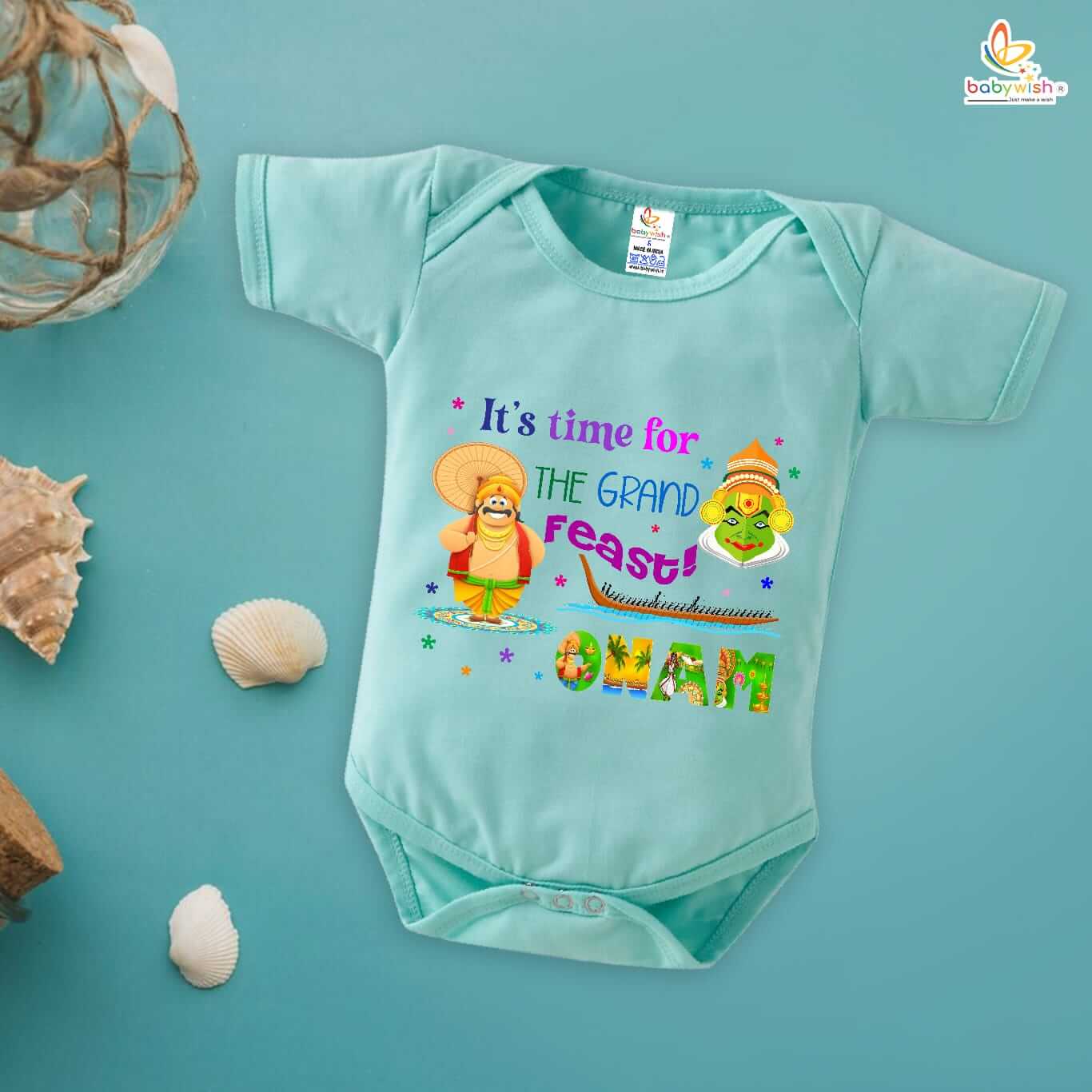 Onam Baby Romper for Boys & Girls | Grand Feast Kerala Festival Print Baby Outfit | Onam Dress for Baby | Babywish - Image 13