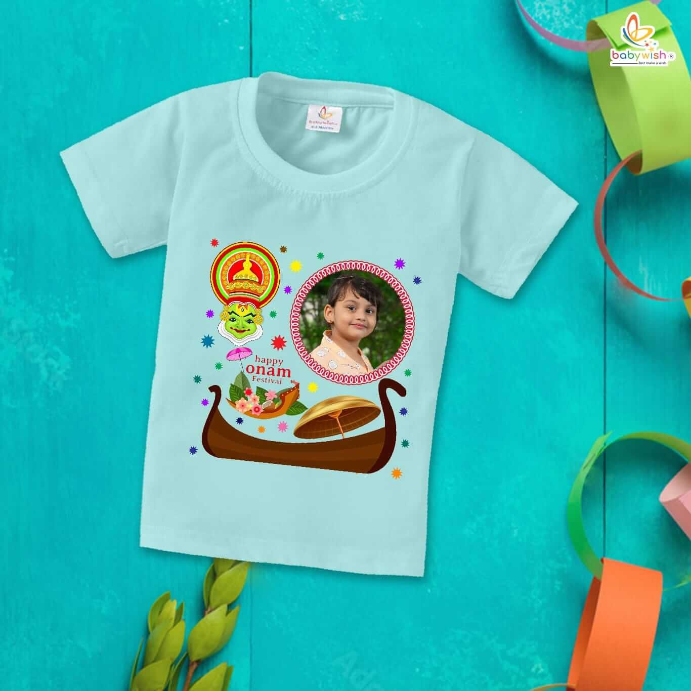 Onam T-Shirt for Boys and Girls, Kerala Festival Half Sleeve Tee, Cute Matching Outfit for Kids, Traditional Onam Celebration T-Shirt Babywish