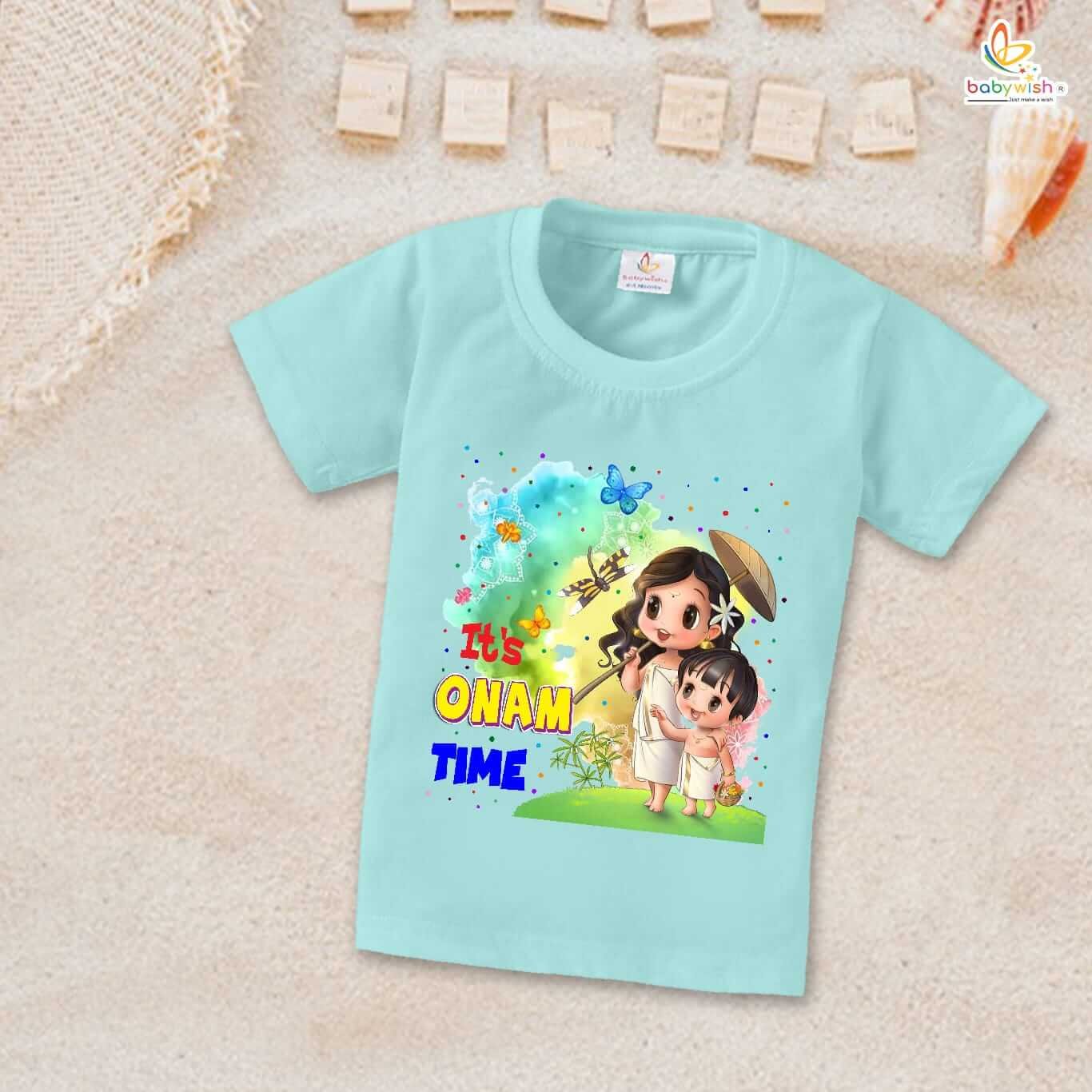 Onam Festivals T-Shirt for Boys and Girls, Half Sleeve Cute Topwear for Kids, Perfect Onam Celebration Outfit Babywish