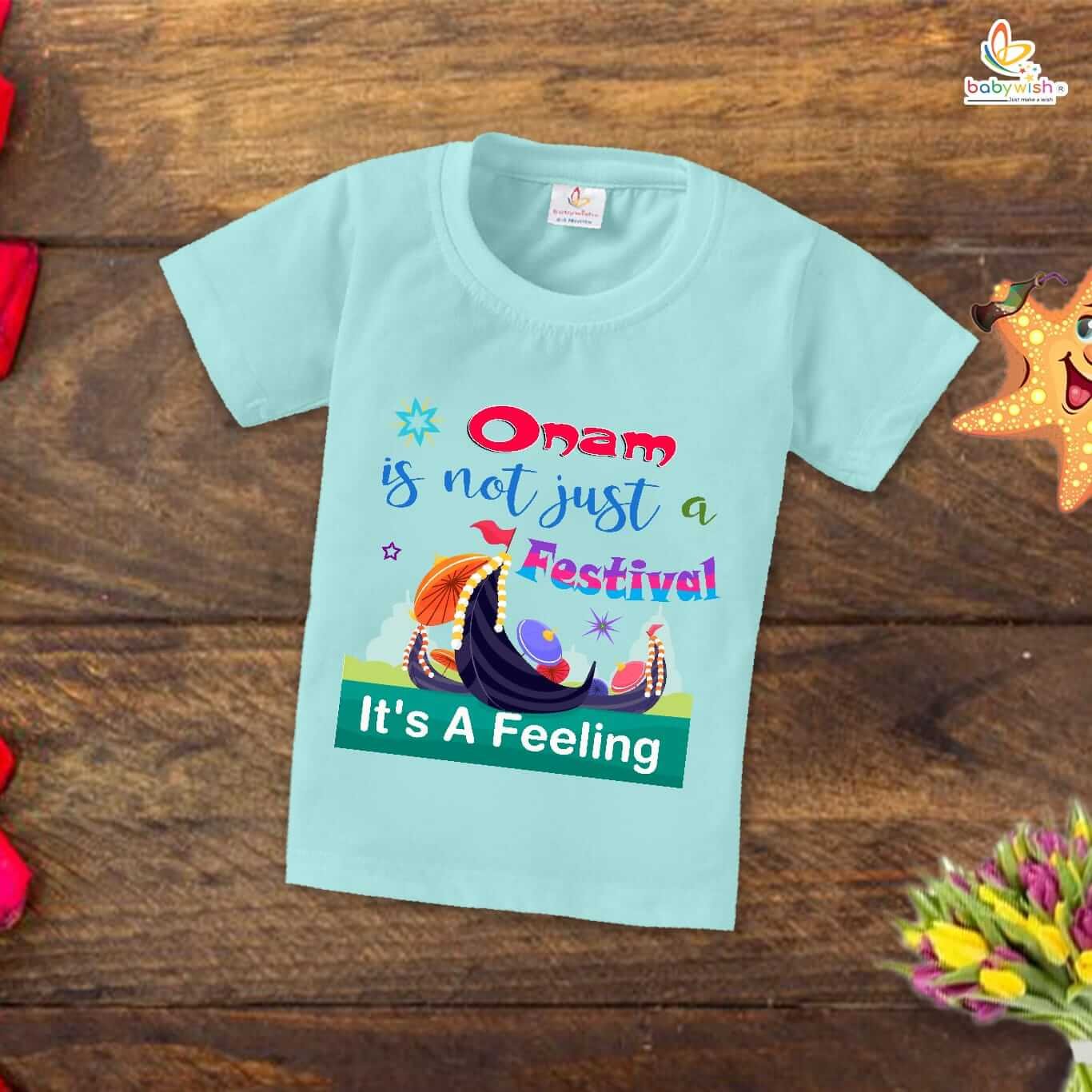 Onam Festivals Boys and Girls T-Shirt, Half Sleeve Onam T-Shirts for Kids, Cute Festive Topwear for Boys and Girls Celebration Babywish