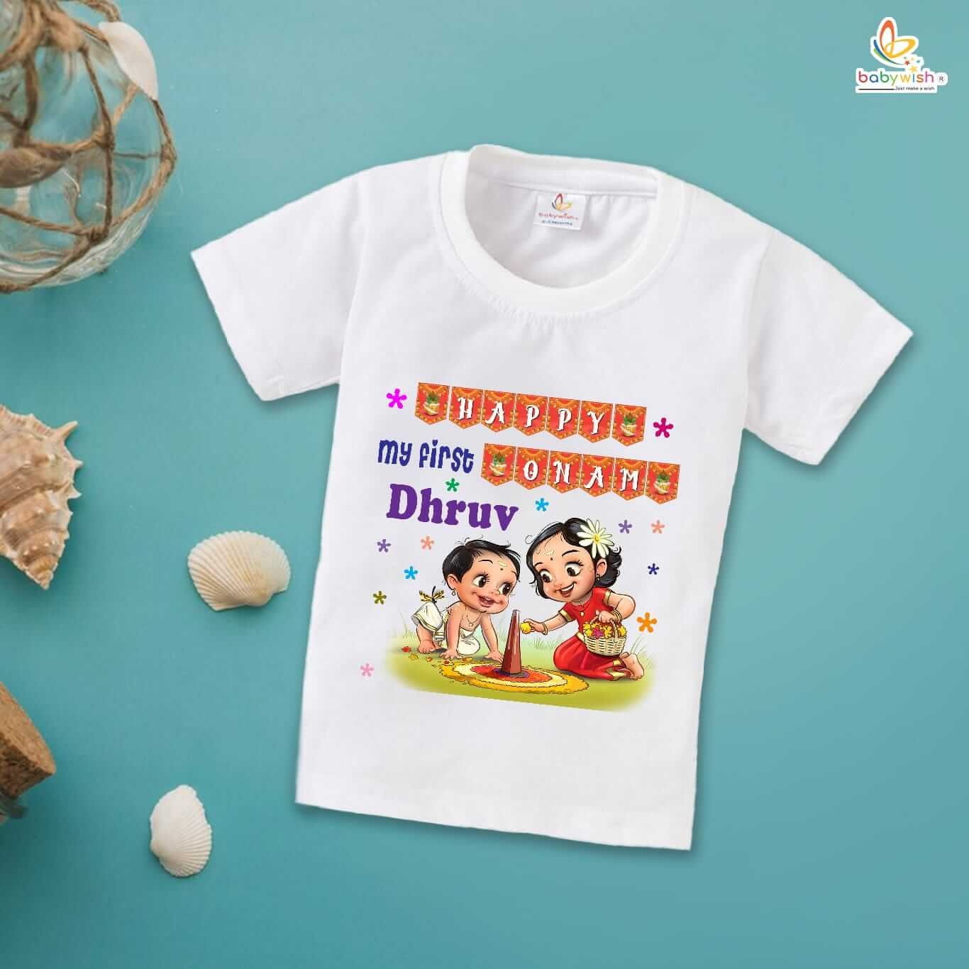 Onam Festivals T-Shirt for Boys and Girls, Half Sleeve Kids Topwear, Cute Festive Onam Celebration Outfit, Stylish Onam T-Shirts Babywish