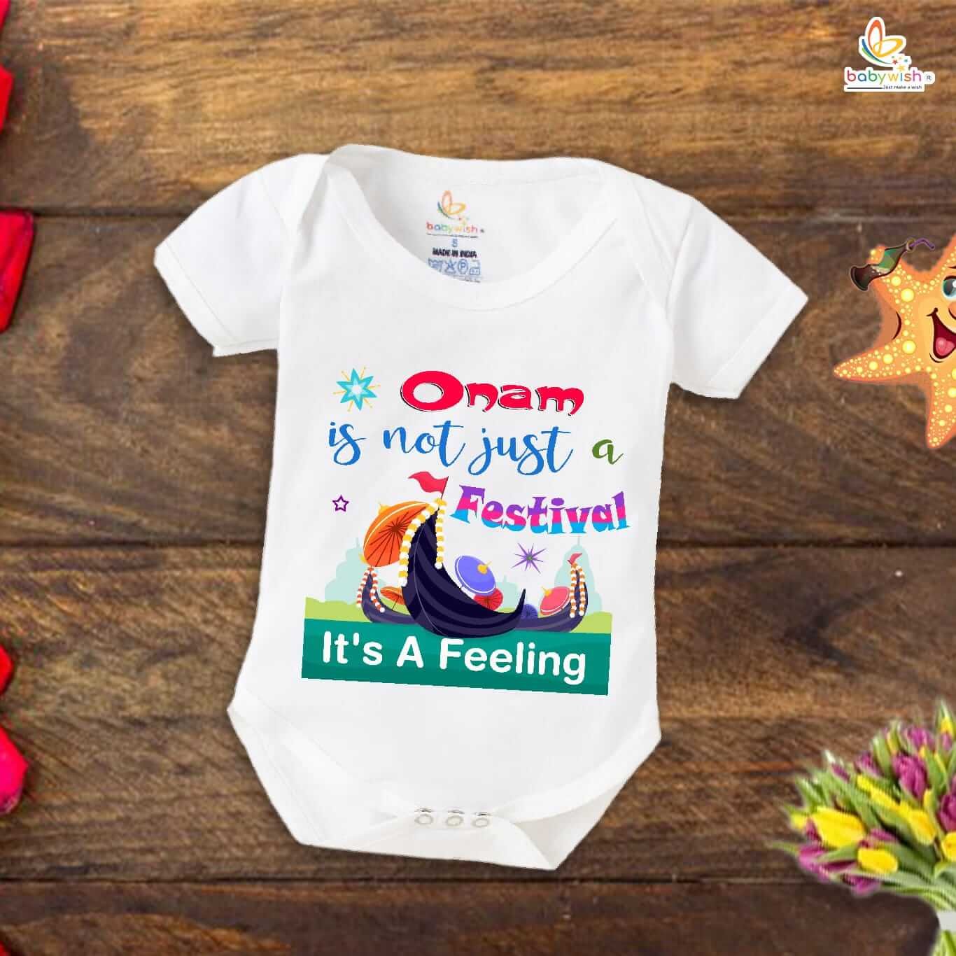 Onam Romper for Kids, Brother Sister Matching Dress, Cute Half Sleeve Onesie for Boys and Girls, Festive Onam Celebration Outfit Babywish