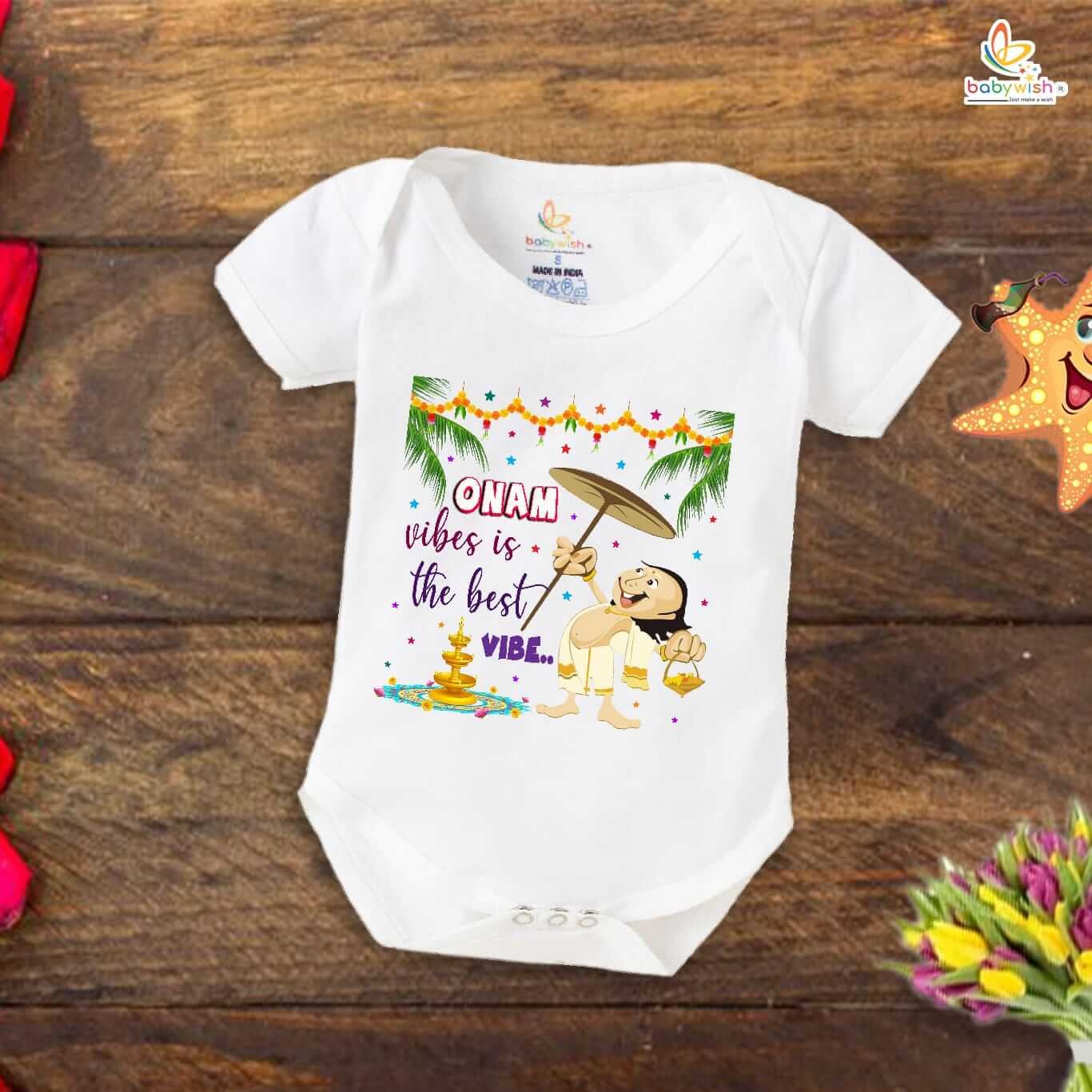 Onam Romper for Boys and Girls, Brother Sister Matching Outfit, Kerala Festival Celebration Dress, Soft Cotton Half Sleeve Onesie for Kids Babywish