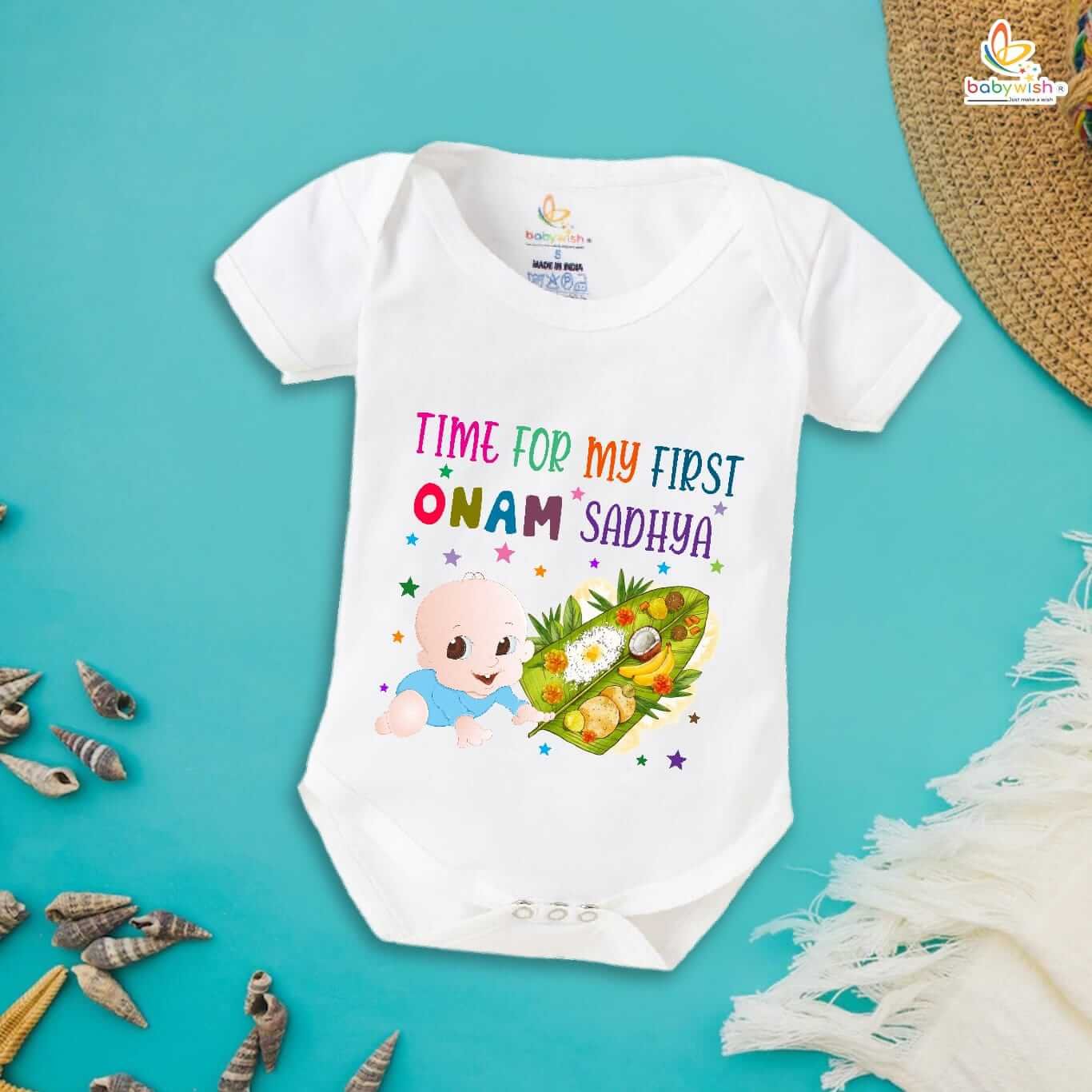 Onam Romper for Boys and Girls, Brother Sister Matching Outfit, Kerala Onam Festival Dress, Comfortable Cotton Half Sleeve Onesie for Kids Babywish