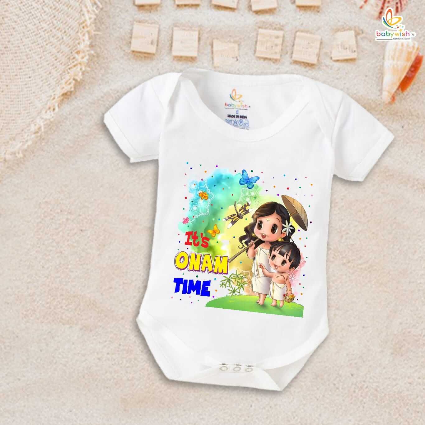 Onam Romper for Boys and Girls, Brother Sister Matching Dress, Traditional Kerala Onam Festival Outfit, Soft Cotton Half Sleeve Onesie for Kids Babywish