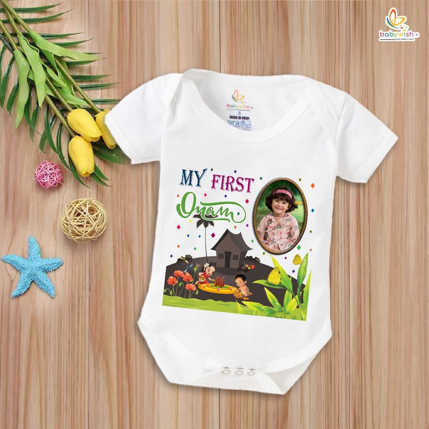 Onam Romper for Boys and Girls, Brother Sister Matching Dress, Traditional Kerala Festival Outfit, Soft Cotton Half Sleeve Onesie for Kids Babywish