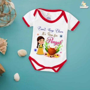 Pongal Romper Clothes | My First Pongal Bodysuits – Can't Keep Calm It's Pongal | Cute Newborn & Infant Outfit for Festive Celebration | Baby Pongal Clothes for Boys & Girls – Babywish