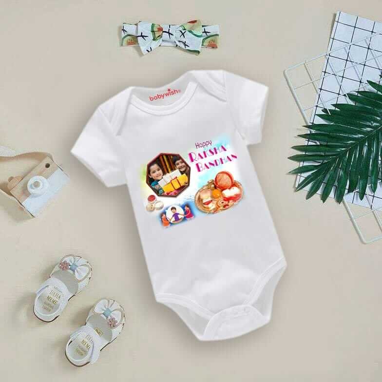 Rakshabandhan Romper for Kids, Brother Sister Matching Outfit, Cute Rakhi Festival Gift, Soft Cotton Half Sleeve Onesie for Boys & Girls – Babywish