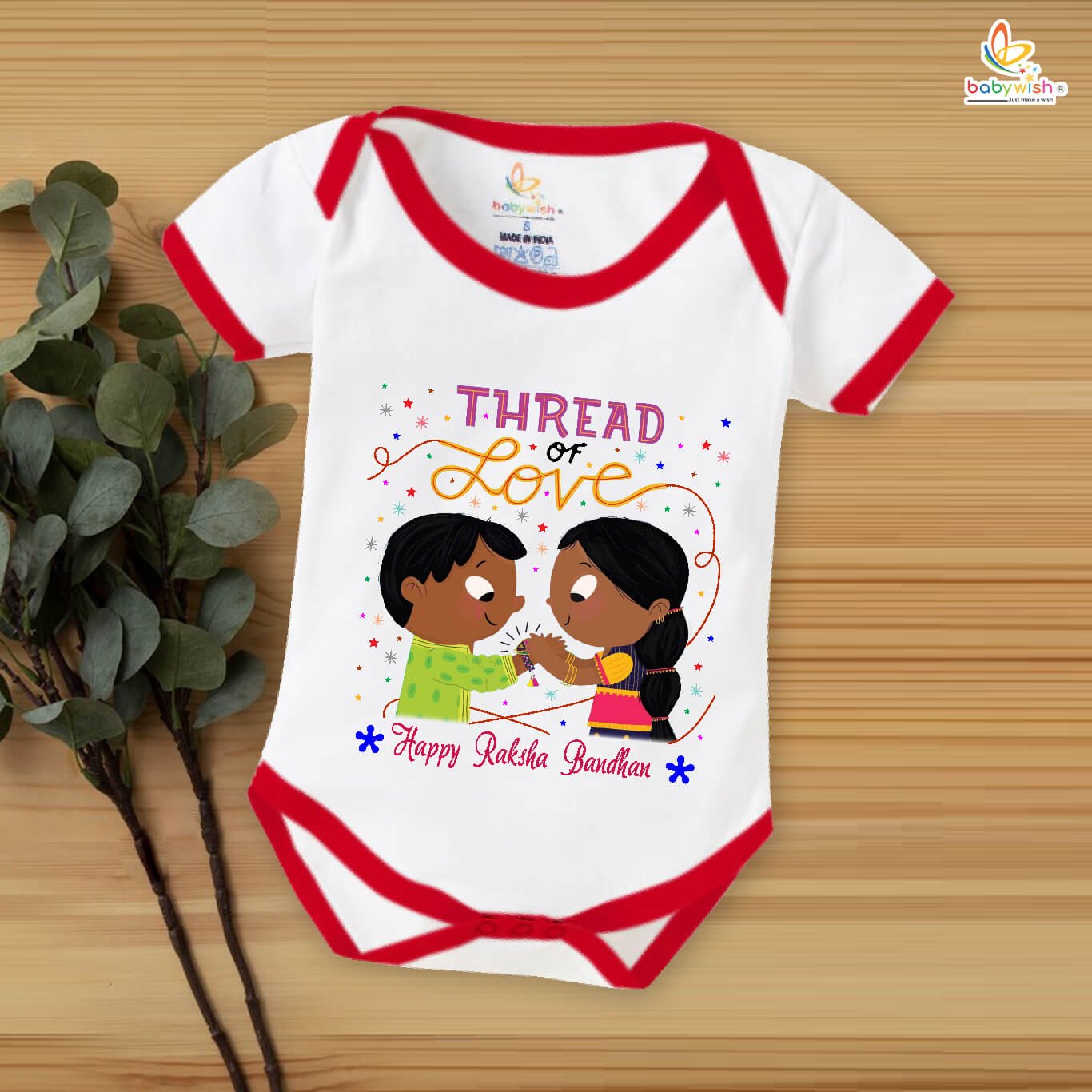 Rakshabandhan Romper for Kids, Brother Sister Matching Outfit, Cute Rakhi Festival Gift, Soft Cotton Half Sleeve Onesie for Boys & Girls – Babywish