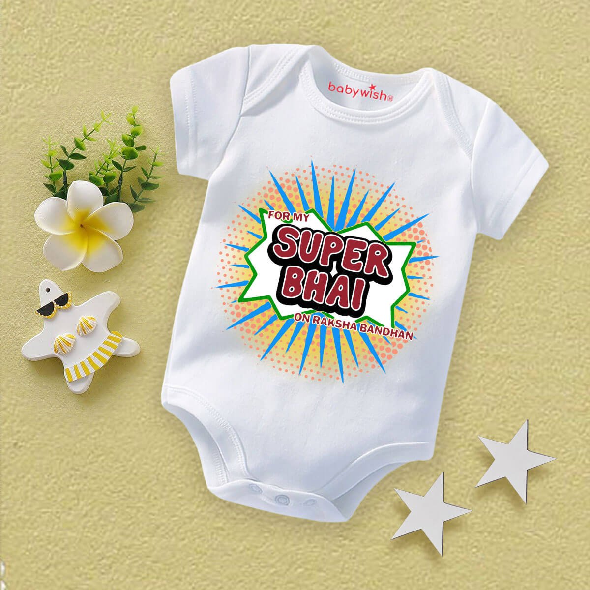 Rakshabandhan Romper for Kids, Brother Sister Matching Outfit, Cute Rakhi Festival Gift, Soft Cotton Half Sleeve Onesie for Boys & Girls – Babywish