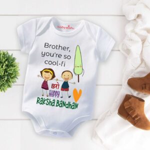Rakshabandhan Romper for Kids, Brother Sister Matching Outfit, Cute Rakhi Festival Gift, Soft Cotton Half Sleeve Onesie for Boys & Girls – Babywish