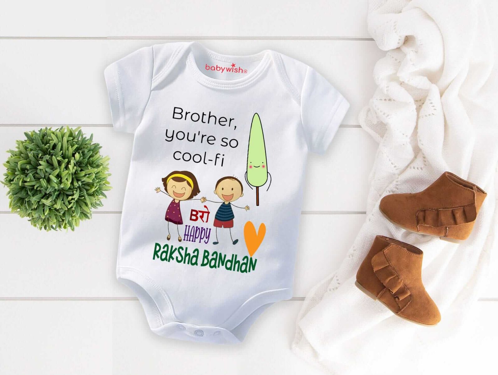Rakshabandhan Romper for Kids, Brother Sister Matching Outfit, Cute Rakhi Festival Gift, Soft Cotton Half Sleeve Onesie for Boys & Girls – Babywish