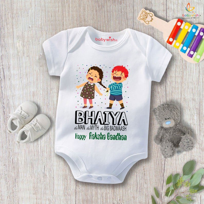 Rakshabandhan Romper for Babies – Brother Sister Matching Outfits, Cute Half Sleeve Onesies, Perfect Rakhi Gift for Newborns and Toddlers – Babywish