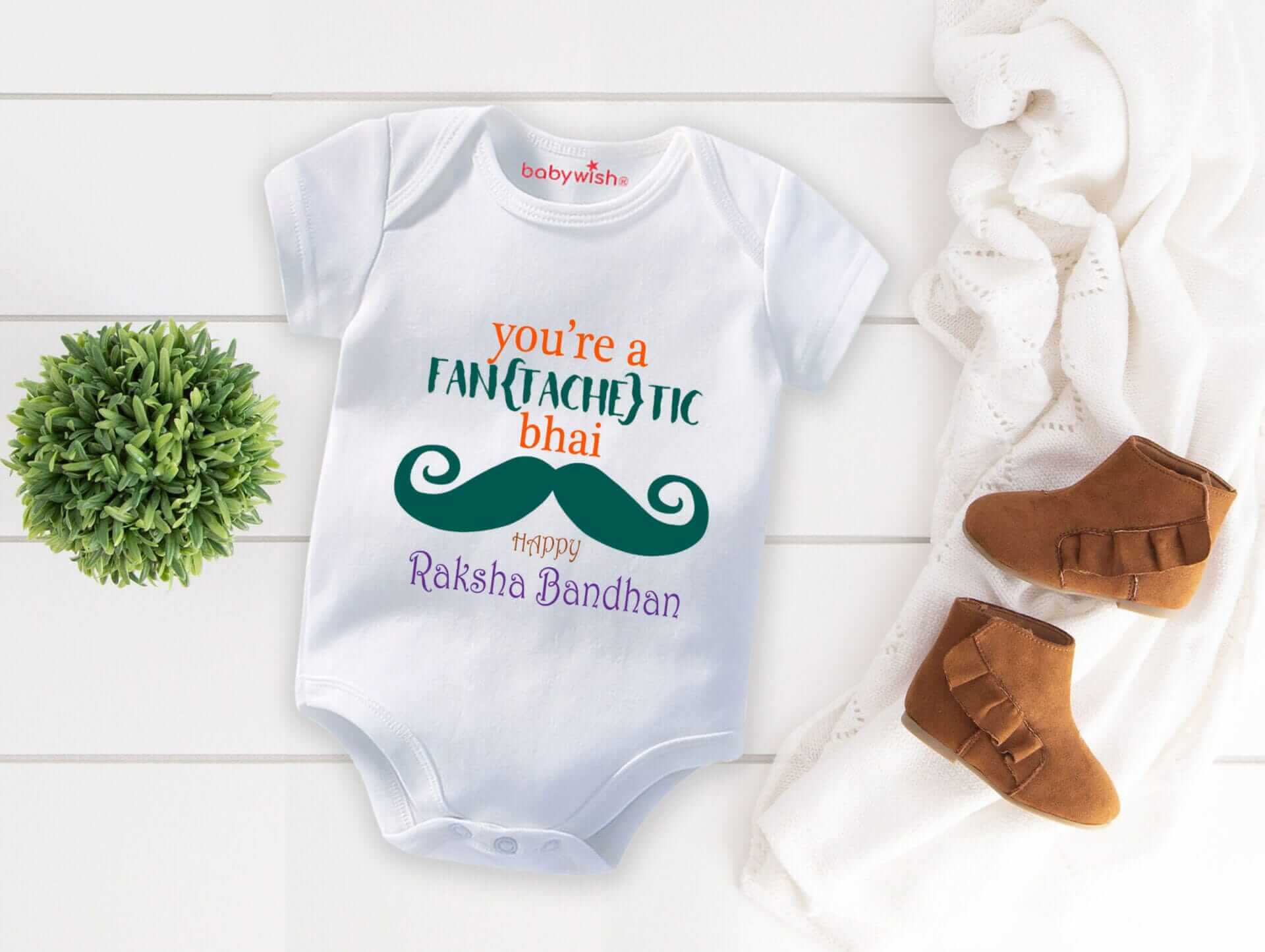 Rakshabandhan Romper for Kids, Brother Sister Matching Outfit, Cute Rakhi Festival Gift, Soft Cotton Half Sleeve Onesie for Boys & Girls – Babywish