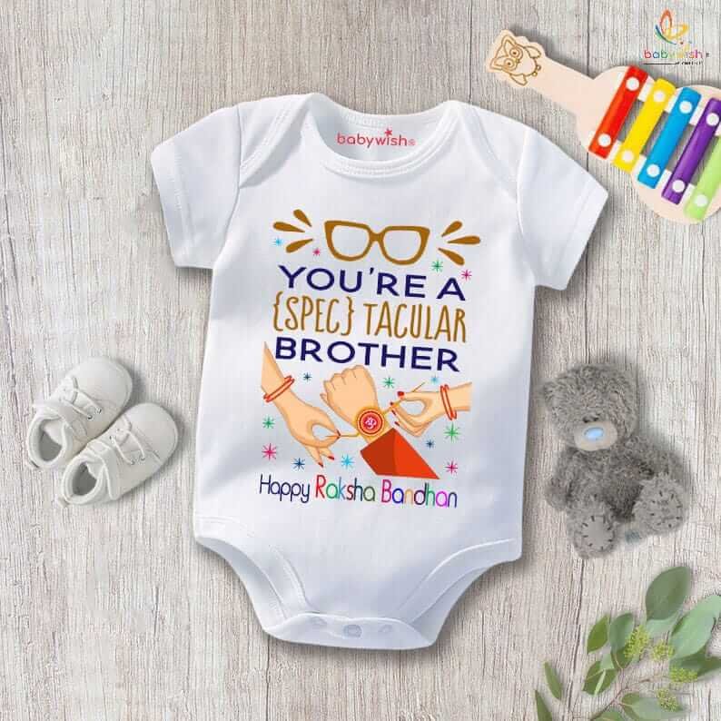 Rakshabandhan Romper for Kids, Brother Sister Matching Outfit, Cute Rakhi Festival Gift, Soft Cotton Half Sleeve Onesie for Boys & Girls – Babywish