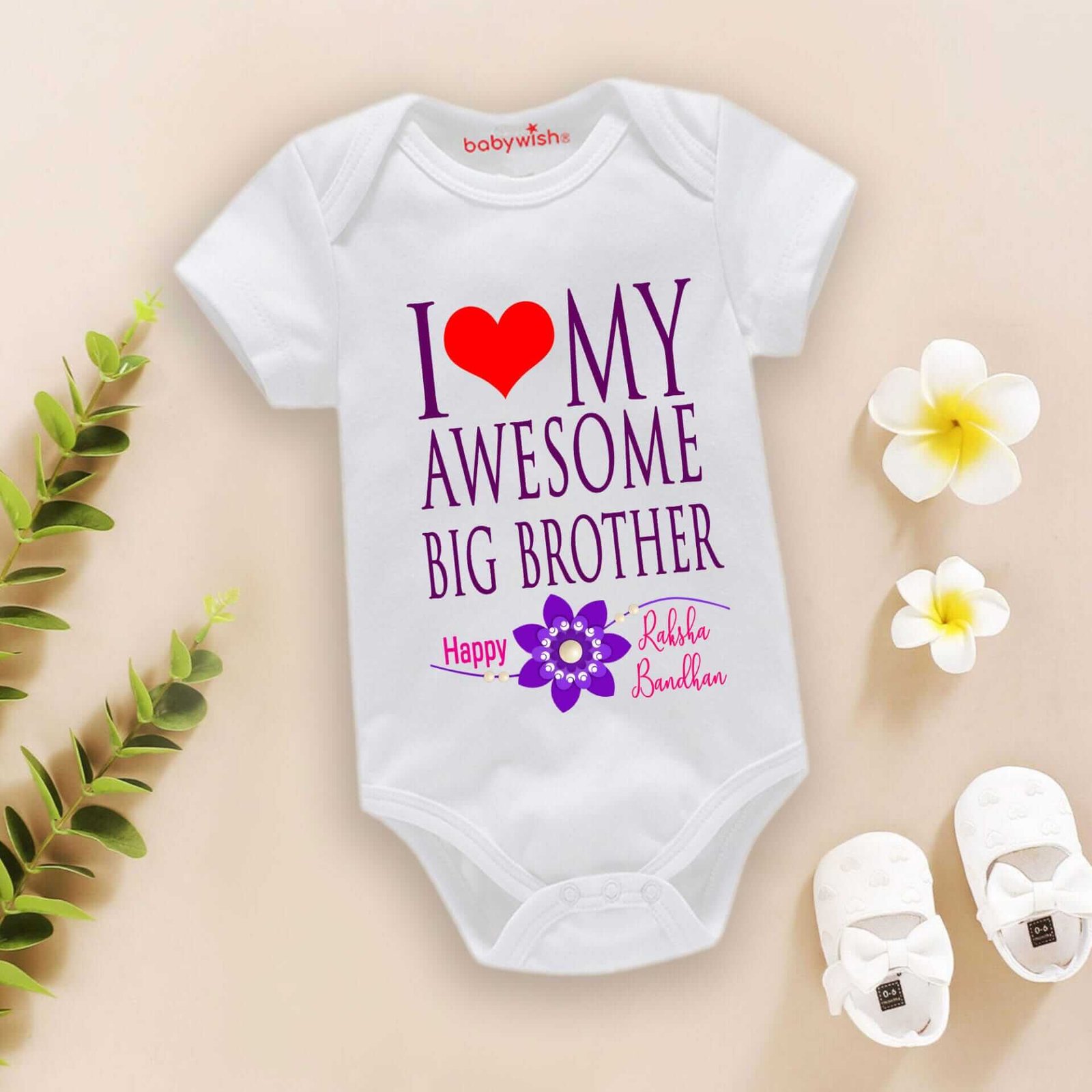 Rakshabandhan Romper for Kids, Brother Sister Matching Outfit, Cute Rakhi Festival Gift, Soft Cotton Half Sleeve Onesie for Boys & Girls – Babywish