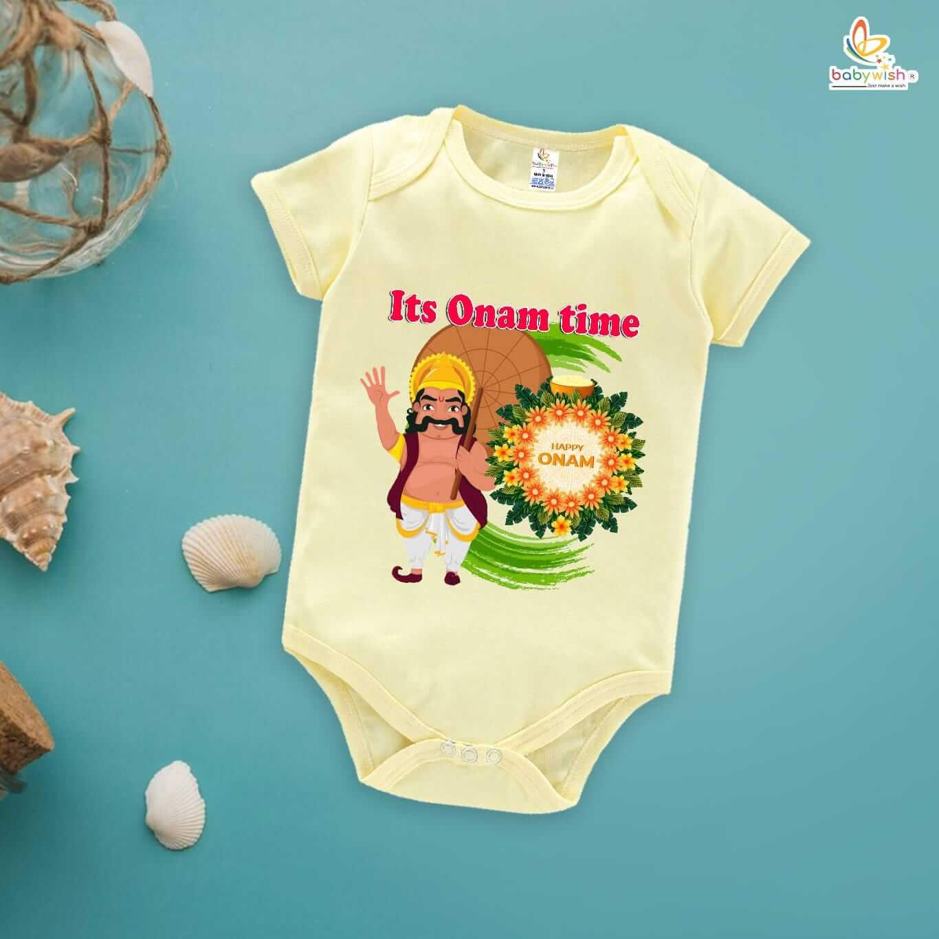 Onam Romper for Boys and Girls, Brother Sister Matching Outfit, Traditional Kerala Onam Festival Dress, Soft Cotton Half Sleeve Onesie for Kids Babywish - Image 3