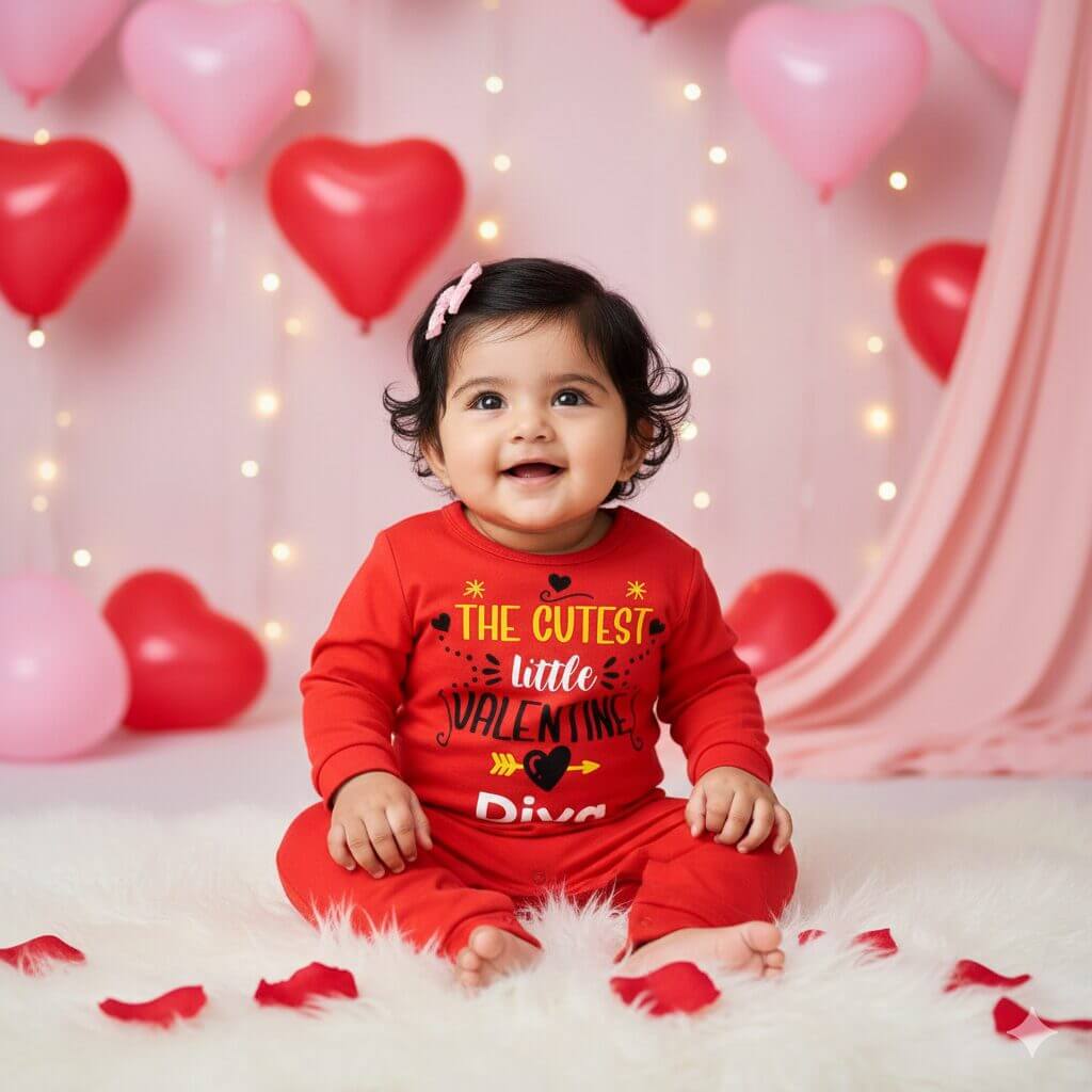 Cutest Little Valentine Diva Full Romper for Babies – Premium Soft Cotton Comfort Wear with Easy Snap Closure | Babywish