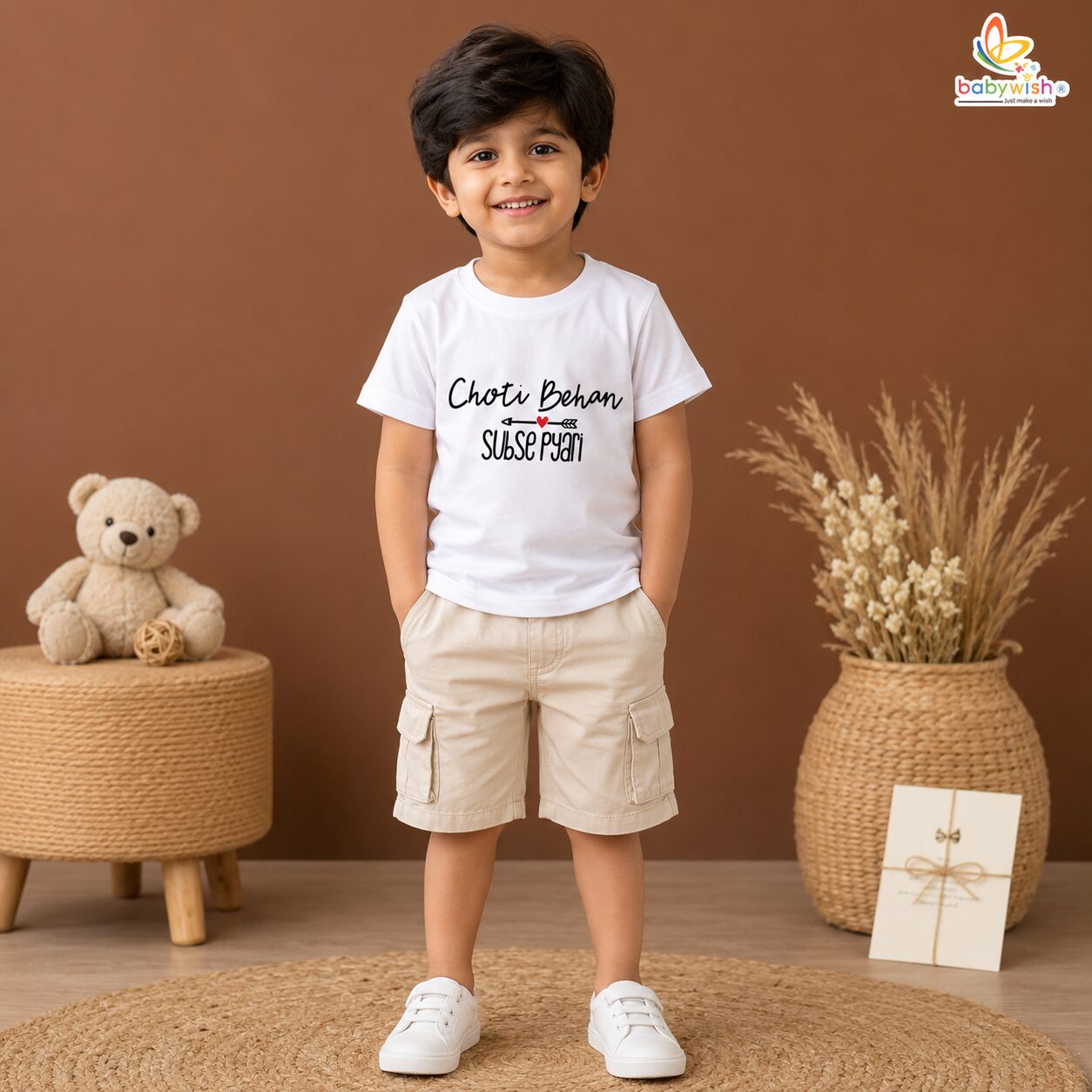 Babywish Choti Behan Sabse Pyari white sibling Raksha Bandhan T-shirt.
