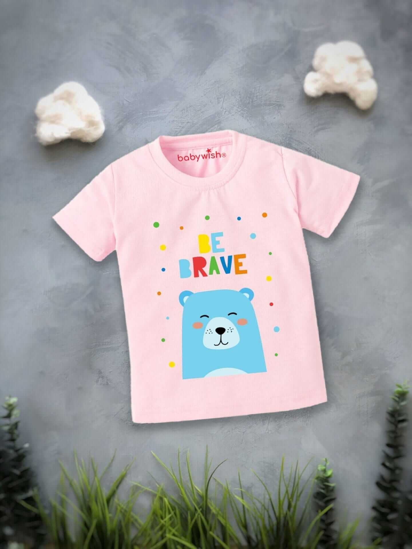 Printable Family T-shirt for Kids Clothes Unisex Newborn Topwear Outfit Cotton Tshirt Half Sleeve Round Neck Dress for Boy n Girl "Be Brave Everyone"