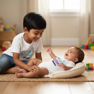 Big Brother & Little Sister Personalized Sibling Combo | Kids T-Shirt & Baby Romper | Babywish