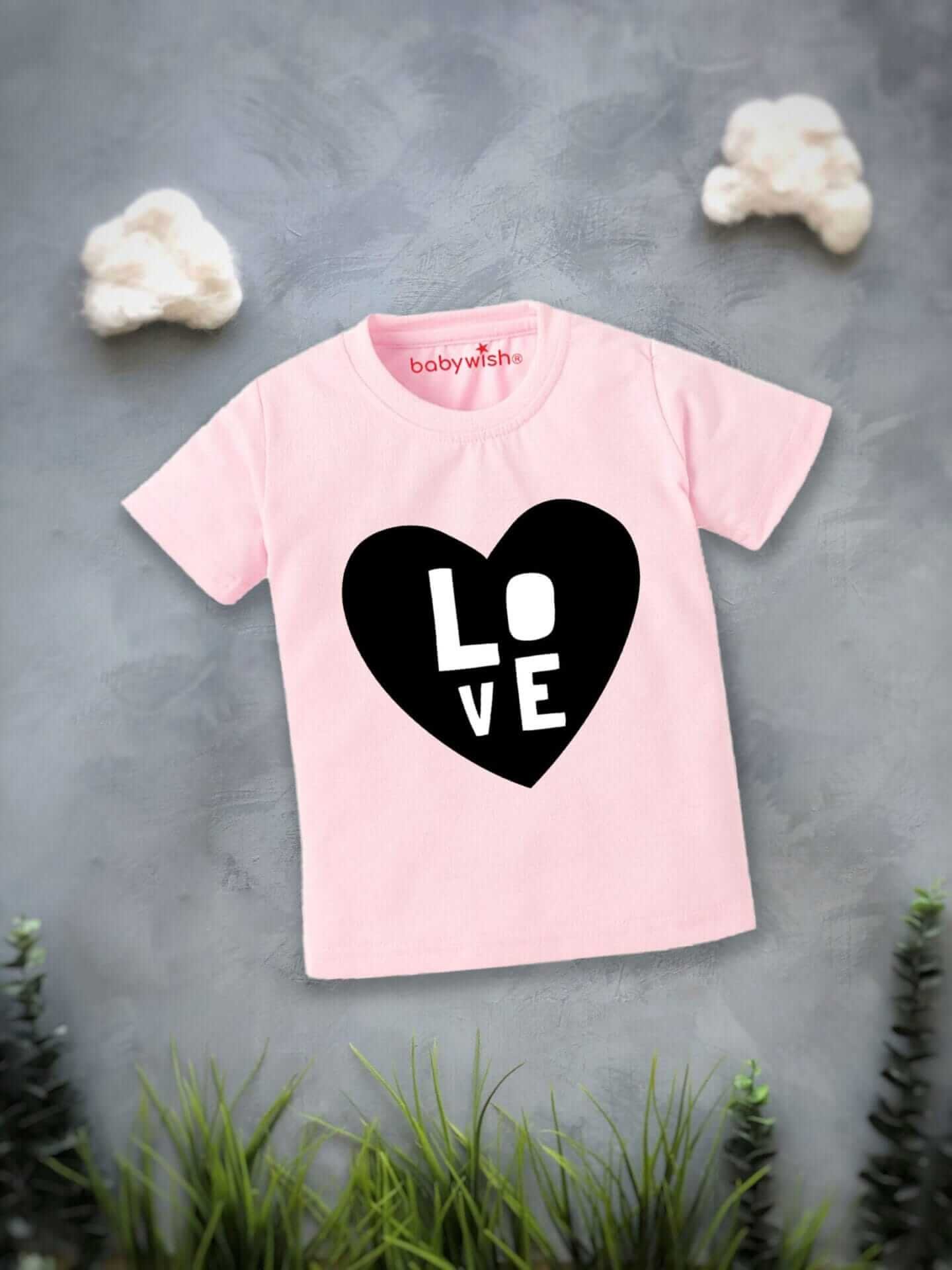 Printable Family T-shirt for Kids Clothes Unisex Newborn Topwear Outfit Cotton Tshirt Half Sleeve Round Neck Dress for Boy n Girl "Black Love Print"