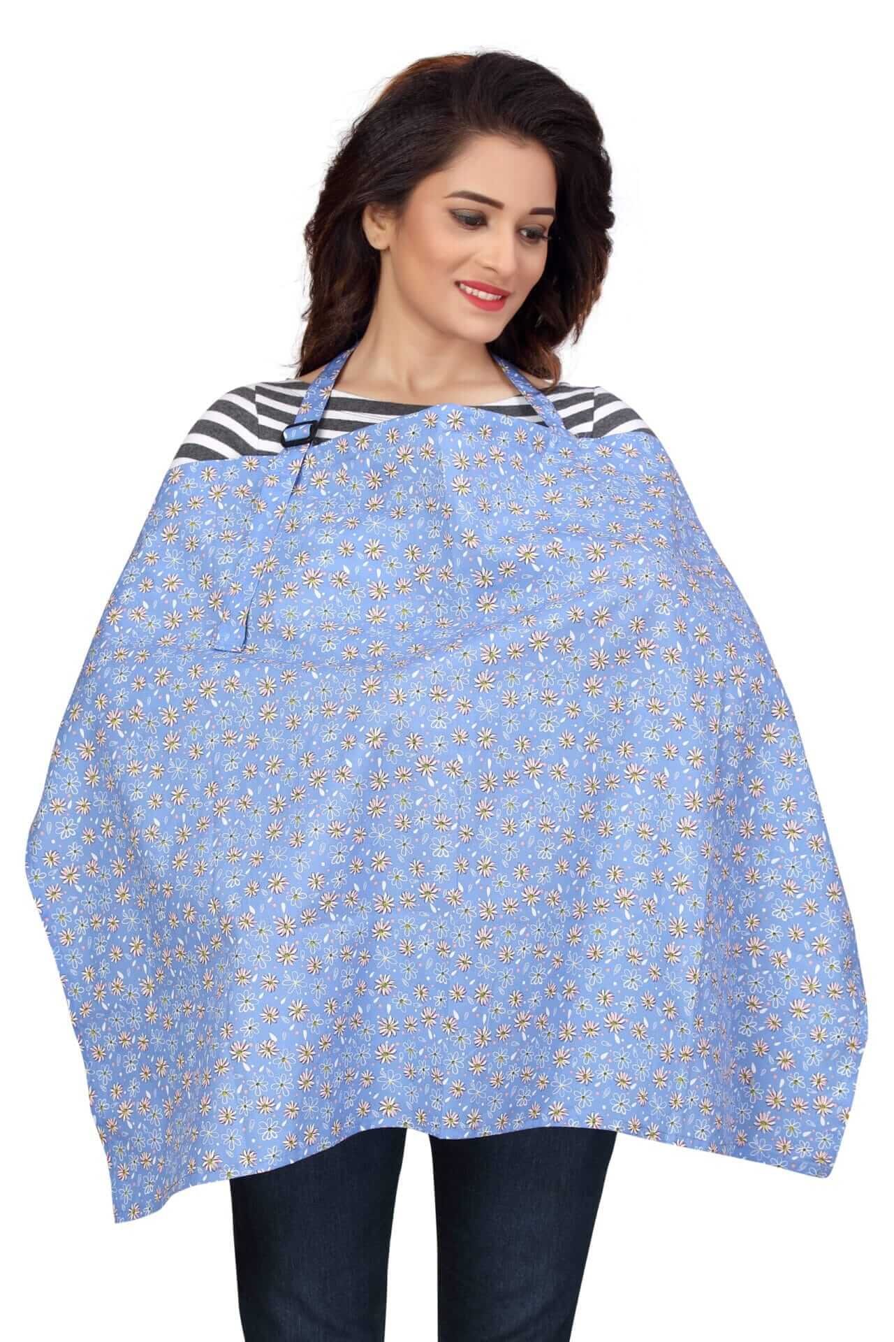 Nursing covers for Mother Breathable feeding cover for Breastfeeding 360° Coverage Protection Cover - Blue Sunflower Theme