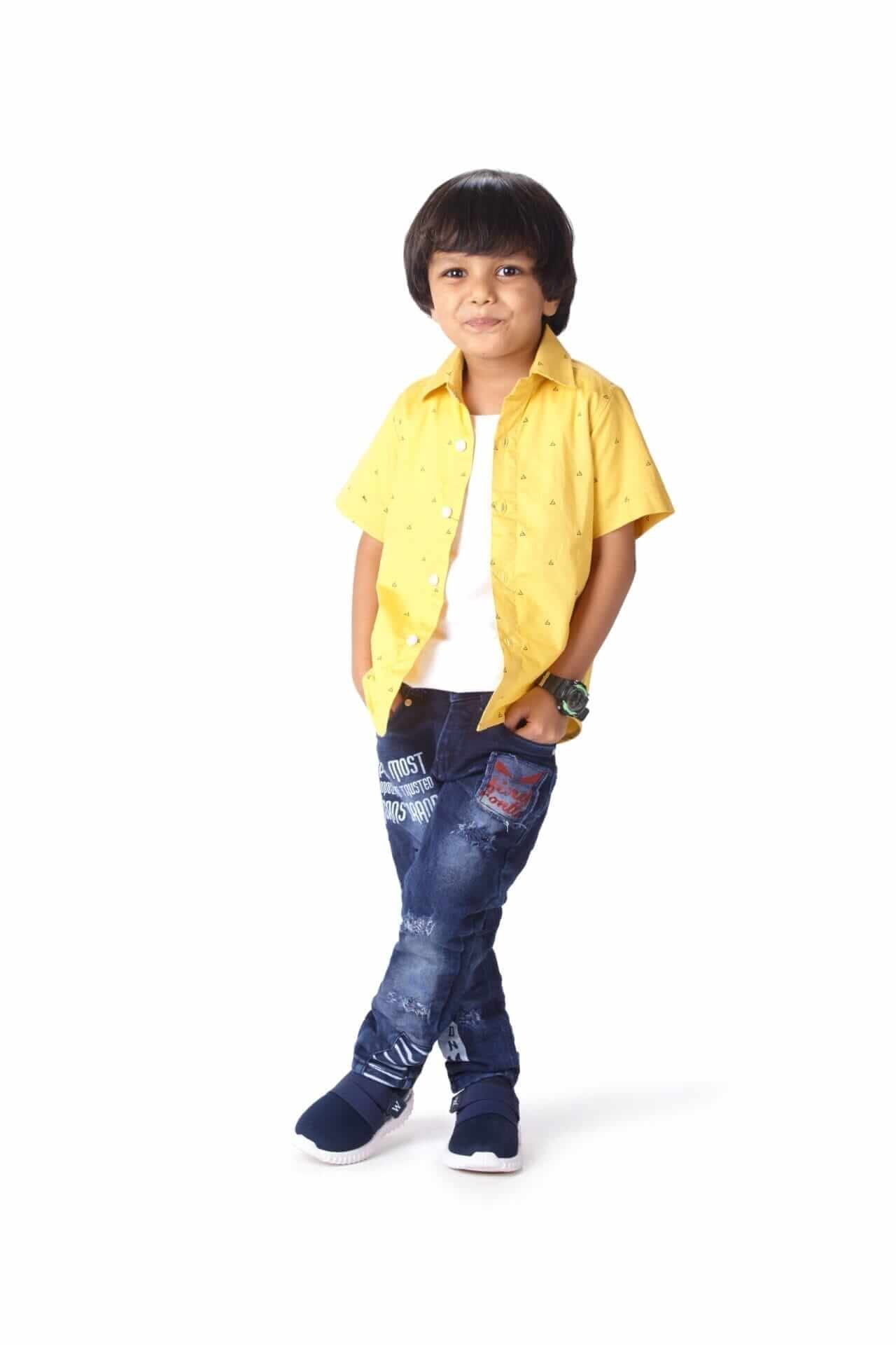 Kids Full Sleeve Shirt for Boys & Girls | Triangle Printed Theme Toddler Shirt | Summer & Winter Top Wear | Soft, Comfortable, Durable Kids Clothes for Everyday Wear