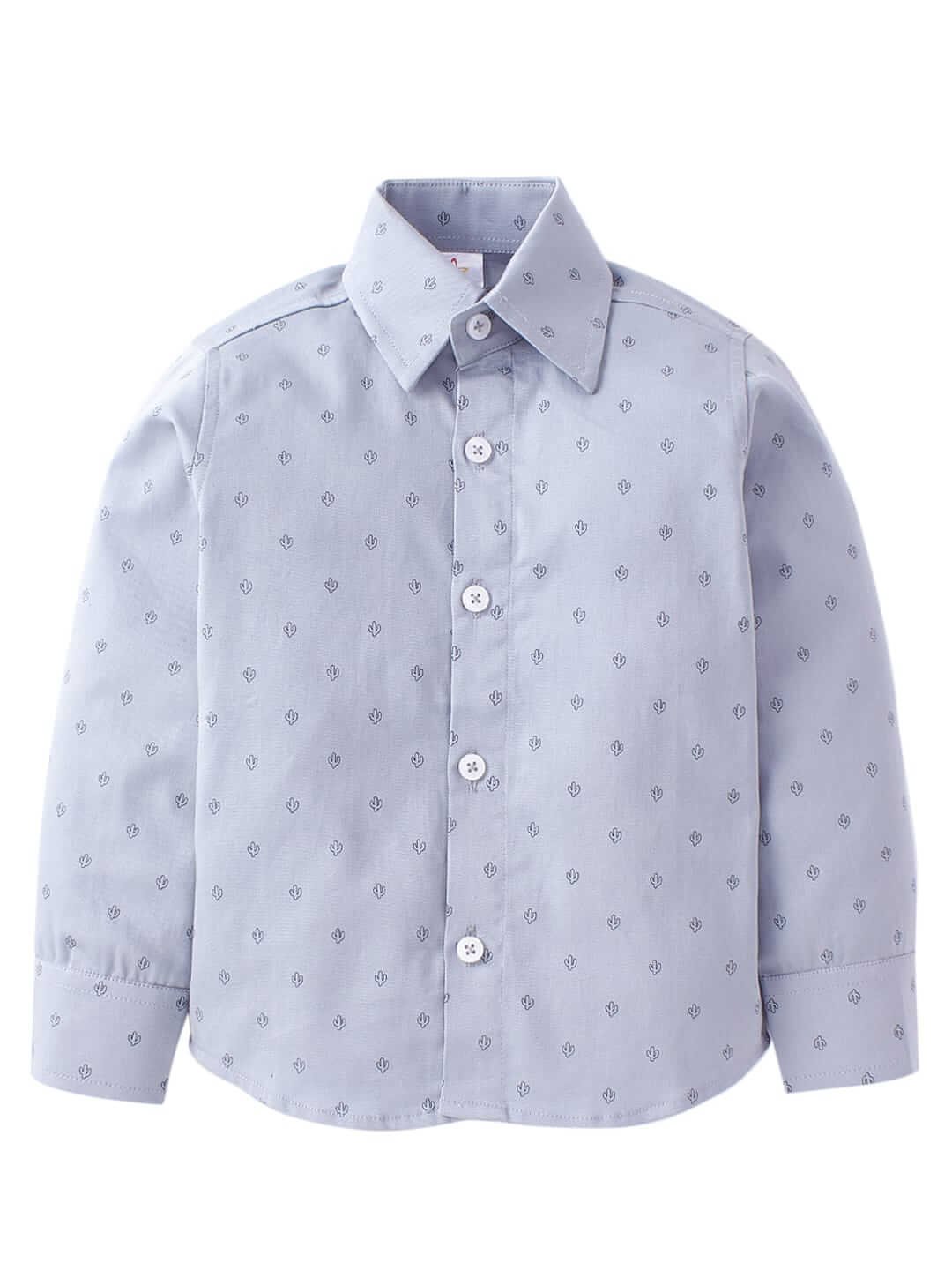Toddler Boys Full Sleeve Shirt – Grey Cactus Print Casual Shirt for Kids and Baby Boys – Stylish Comfortable Outfit for Everyday Wear – Babywish