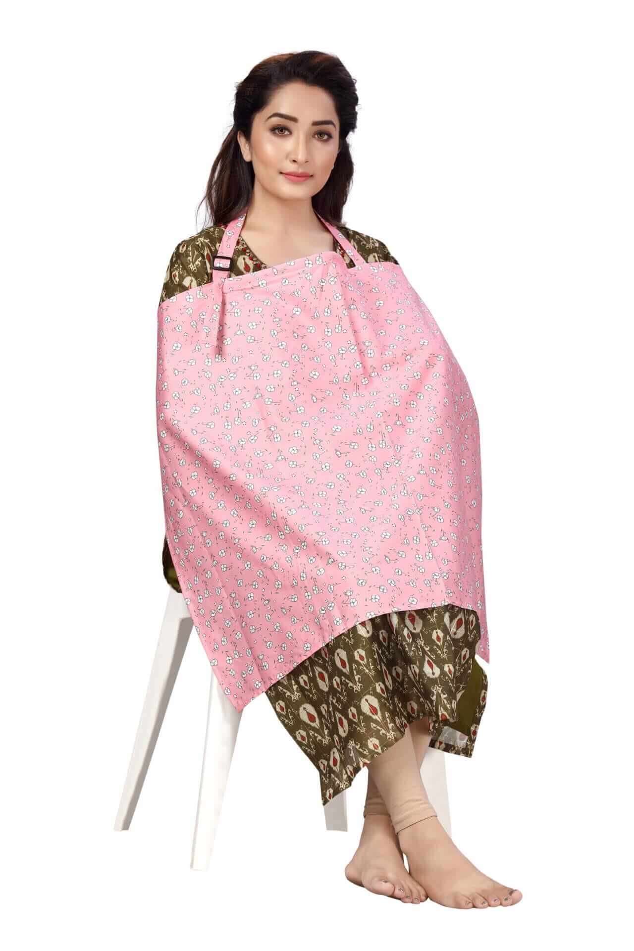 Nursing covers for Mother Breathable feeding cover for Breastfeeding 360° Coverage Protection Cover - Pink Polka Floral
