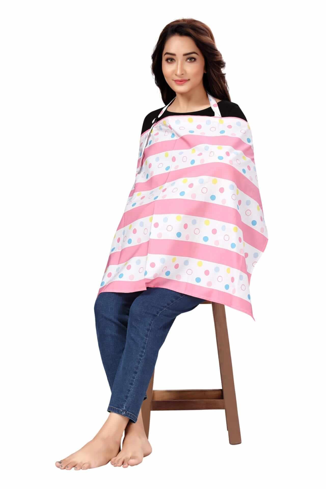Nursing covers for Mother Breathable feeding cover for Breastfeeding 360° Coverage Protection Cover - Pink Strip Floral