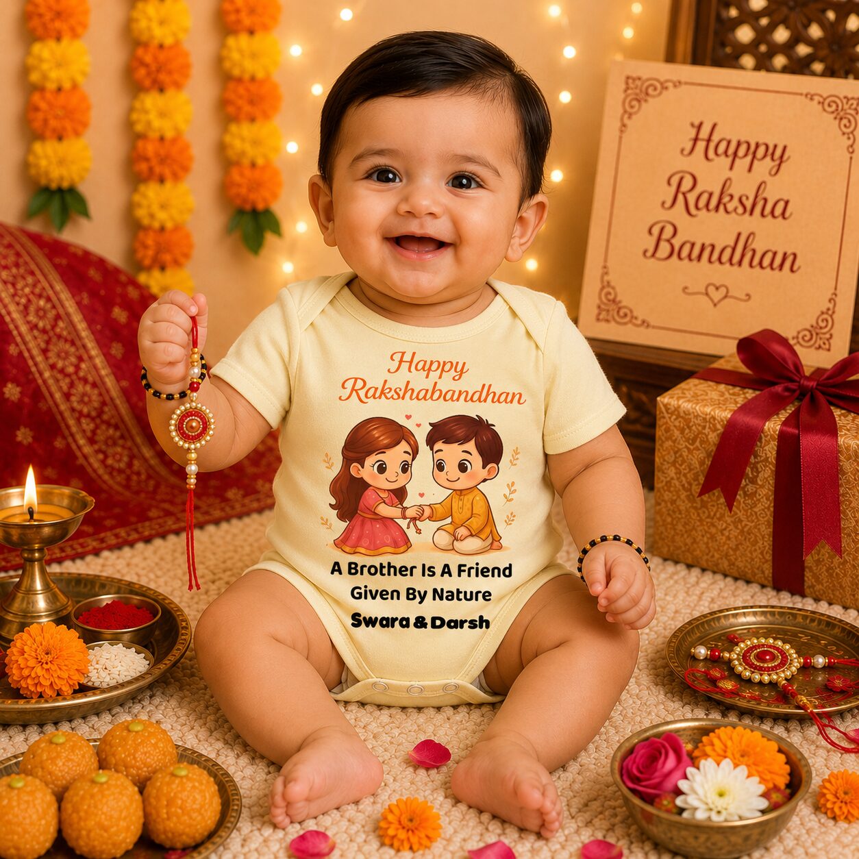 Personalized Raksha Bandhan Baby Romper