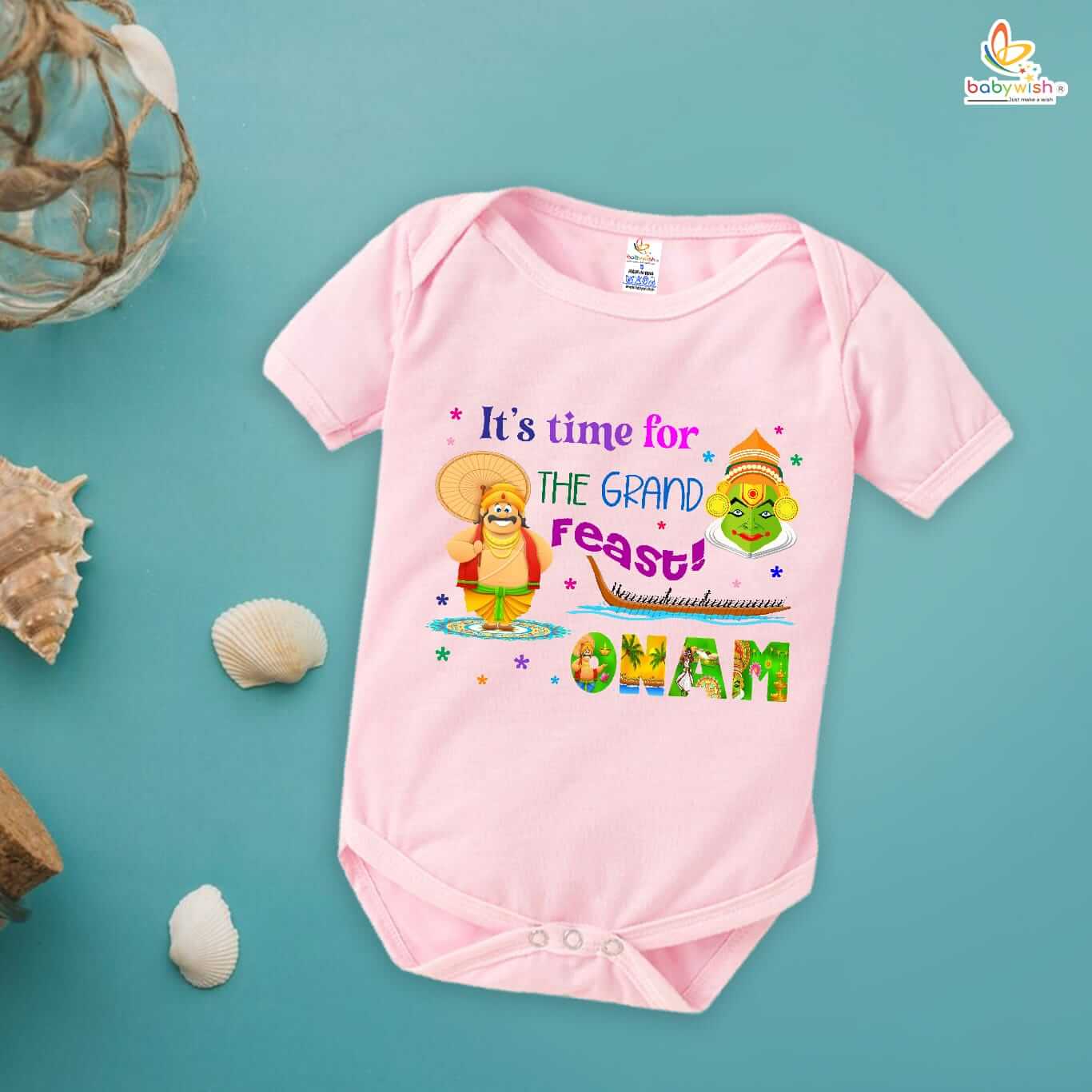Onam Baby Romper for Boys & Girls | Grand Feast Kerala Festival Print Baby Outfit | Onam Dress for Baby | Babywish - Image 10