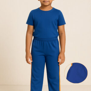 Comfortable Kids Pajama Set | Soft Cotton Blue Nightwear with Orange Side Stripes | Breathable & Skin-Friendly Sleepwear for Boys & Girls | Stylish & Cozy Night Suit for Kids Babywish