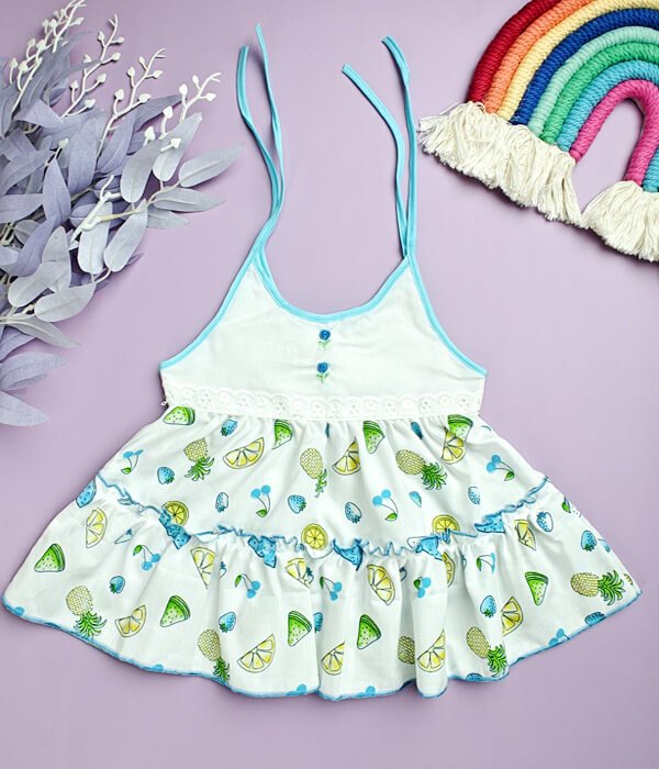 cotton baby girl frock with fruit prints for 0-12 months by Babywish