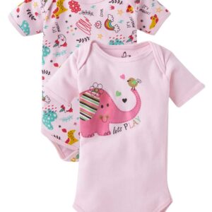 baby girl cotton romper set pack of 2 pink cute animal print