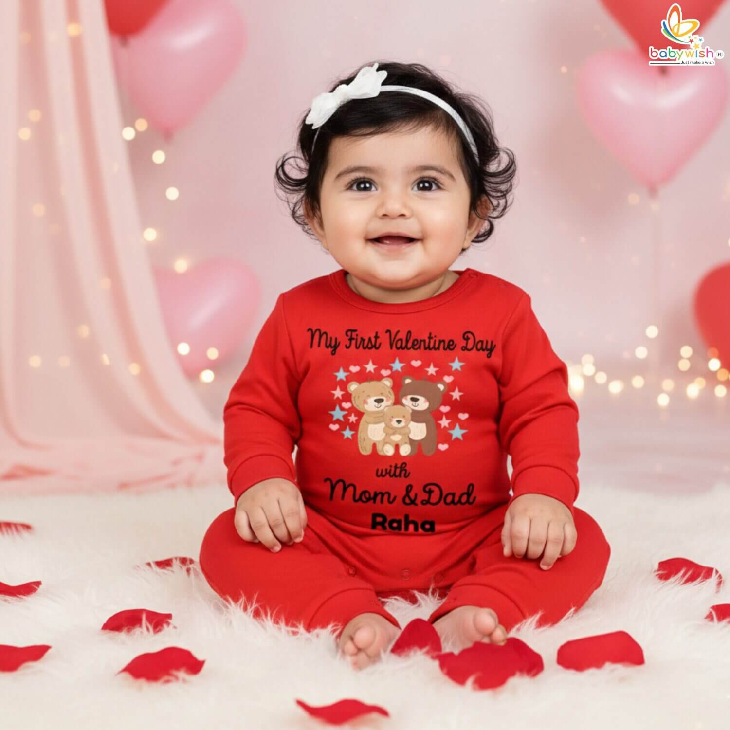 First Valentine baby full romper