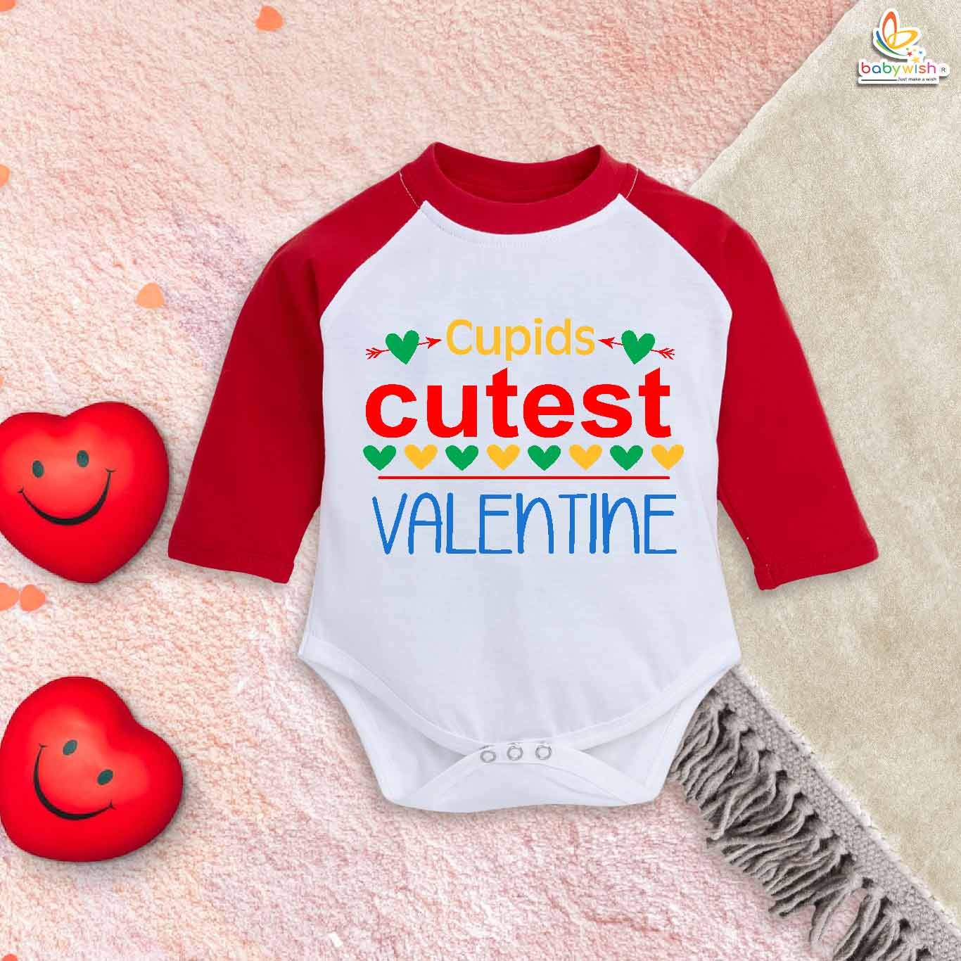 Cupid's Cutest Valentine Baby Romper – My First Valentine's Day Full Sleeve Bodysuit for Baby Girls & Boys | Cute Infant Outfit | Baby Valentine’s Day Clothes – Babywish