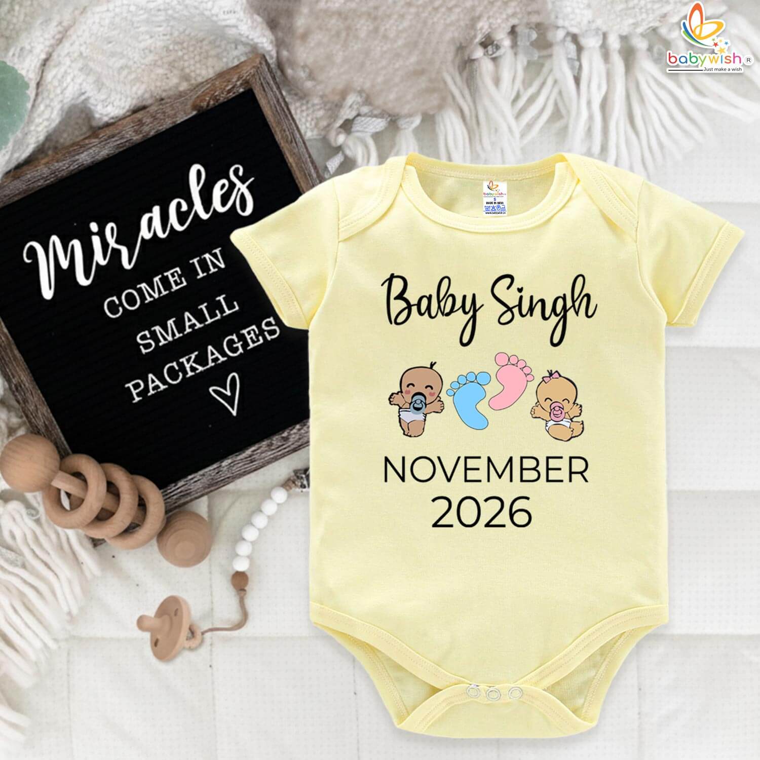 Custom Baby Announcement Romper – Personalized Pregnancy Reveal Outfit for Parents | Gender Neutral Baby Announcement Bodysuit – Babywish