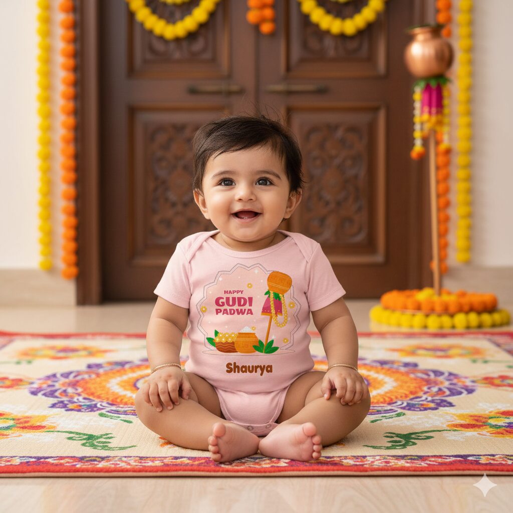baby gudi padwa romper with name