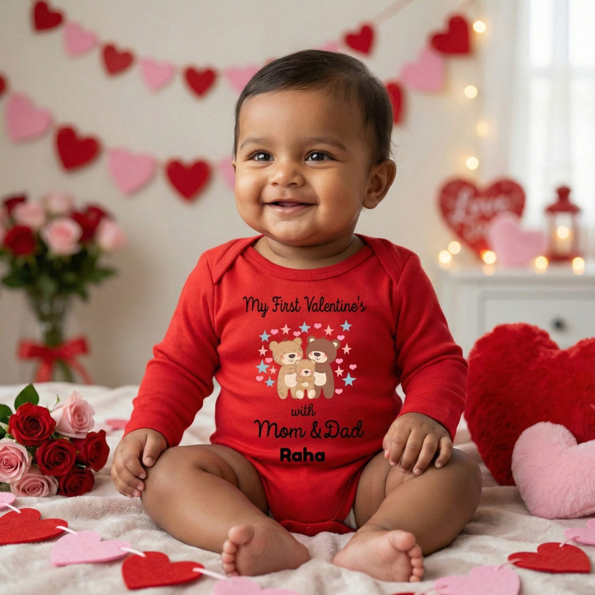 personalised valentine baby onesie
